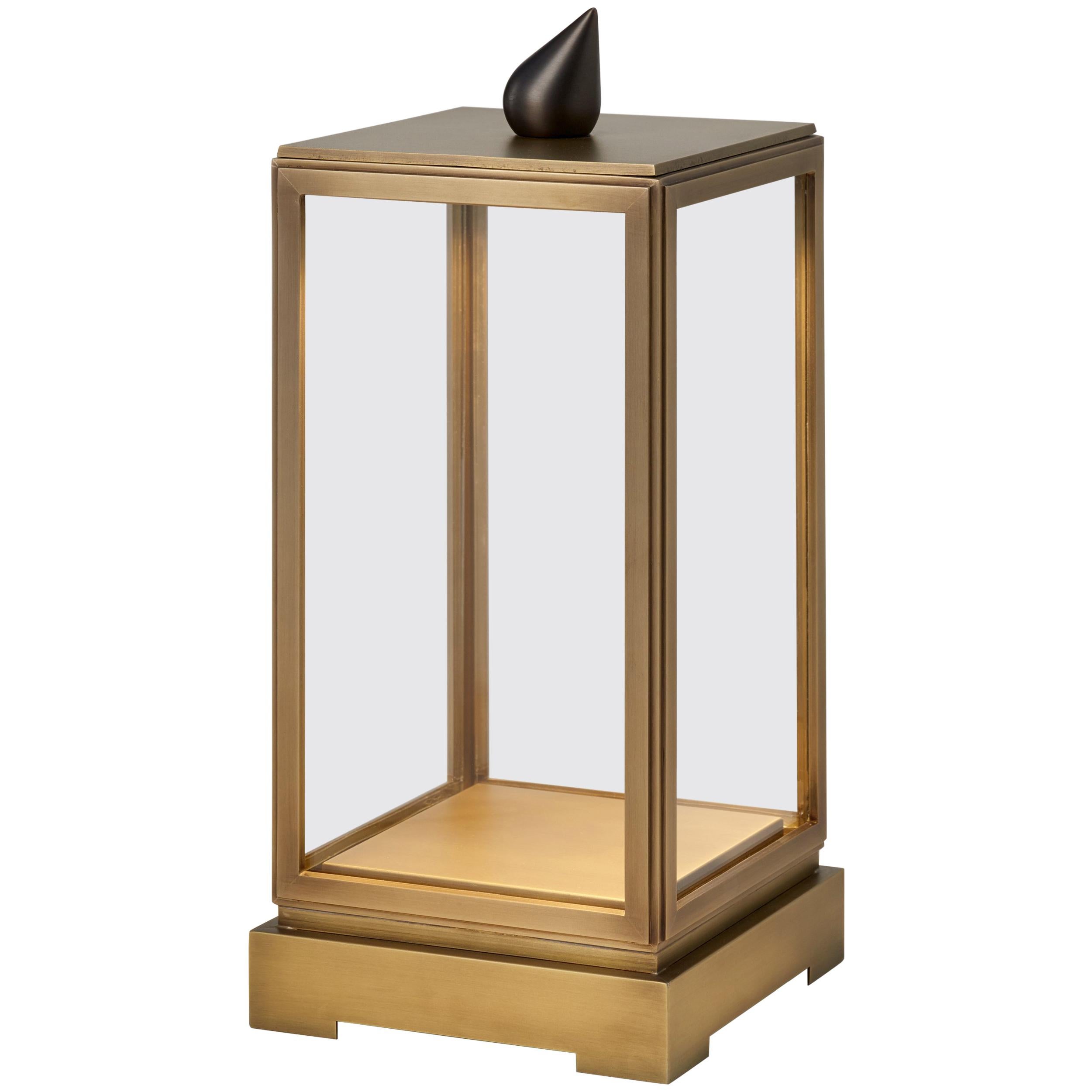 Tekna Minor Rechargeable Table Lamp with Distressed Brass Finish & Clear Glass