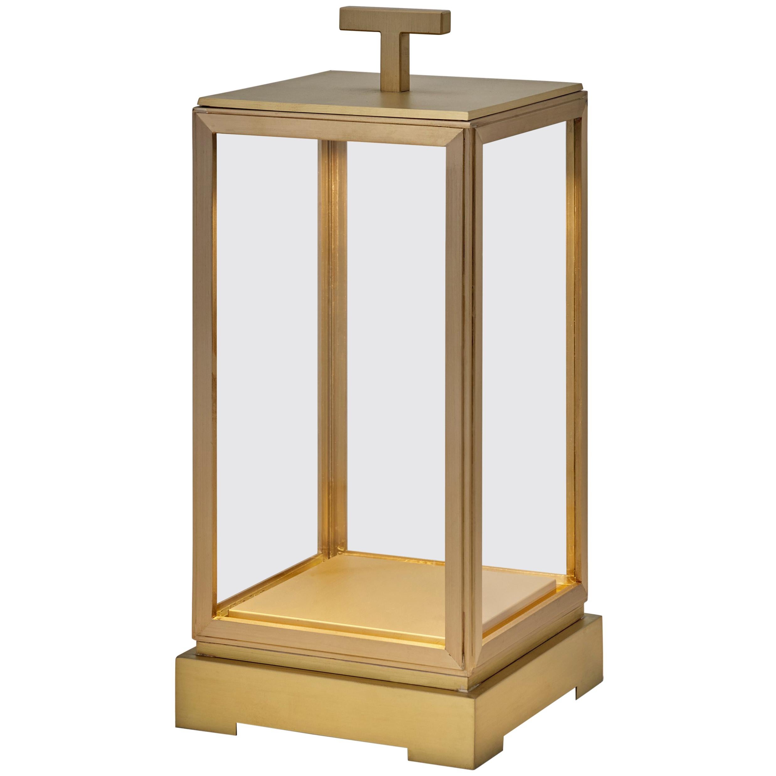 Tekna Minor Rechargeable Table Lamp with Sateen Brass Finish and Clear