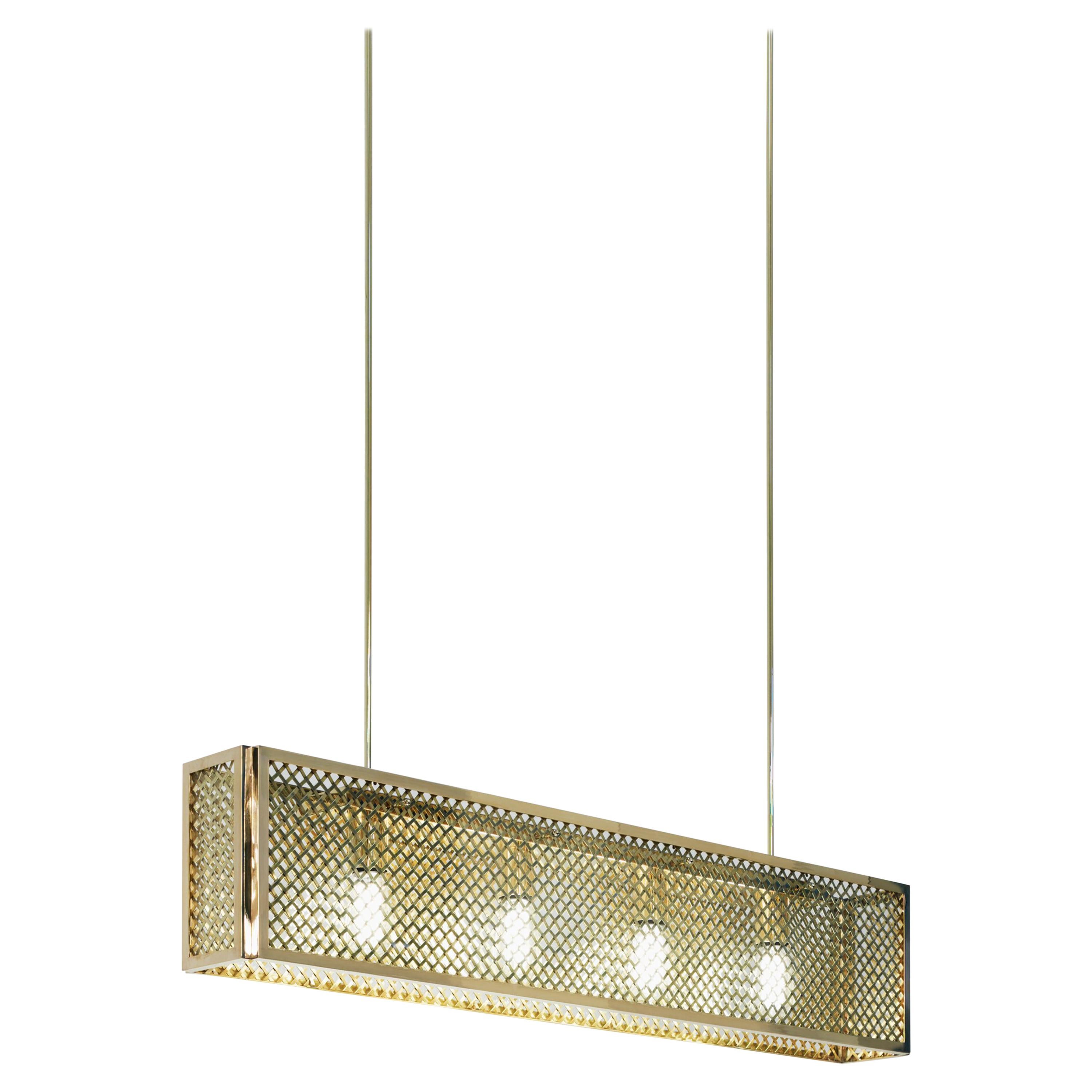 Tekna Portreath Mesh-C Chandelier with Polished Brass Finish and Clear Glass