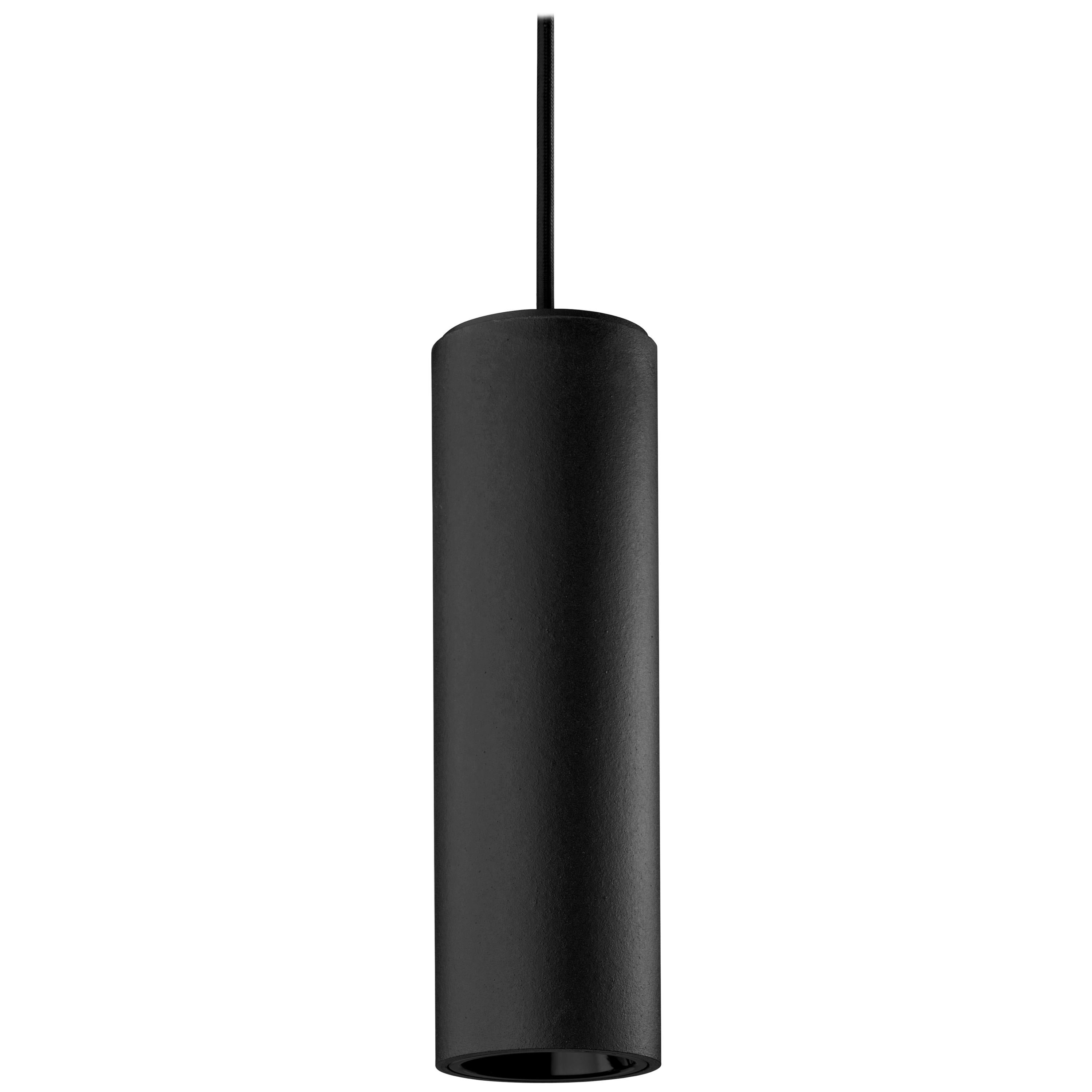 Tekna Tube Pendant Light with Black Lacquer Finish and Black Reflector