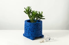 Contemporary Tektites 'Lost Foam' Blue Porcelain Pot by Studio Furthermore