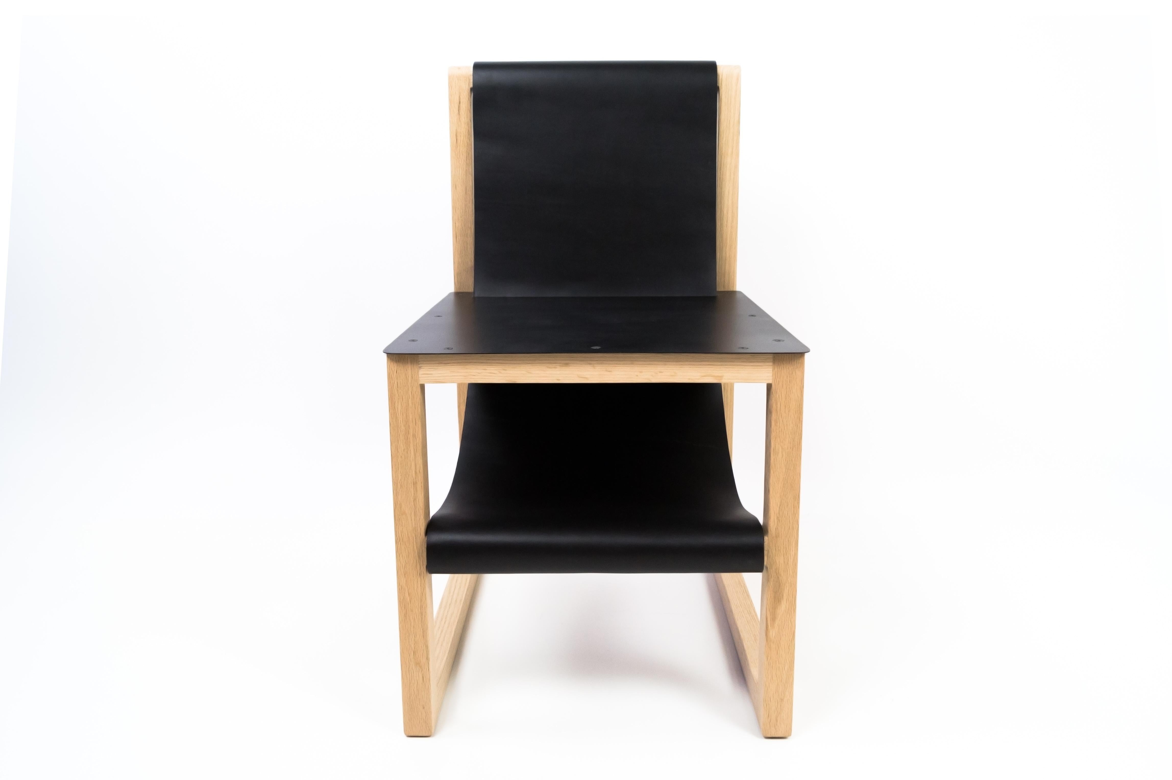 Powder-Coated Tekton Chair in Oak and Italian Leather by Birnam Wood Studio