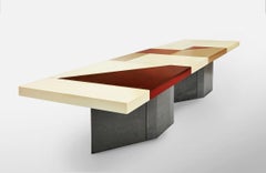Tel Aviv Dining Table by Gisbert Pöppler, Glazed Lava Stone & Steel