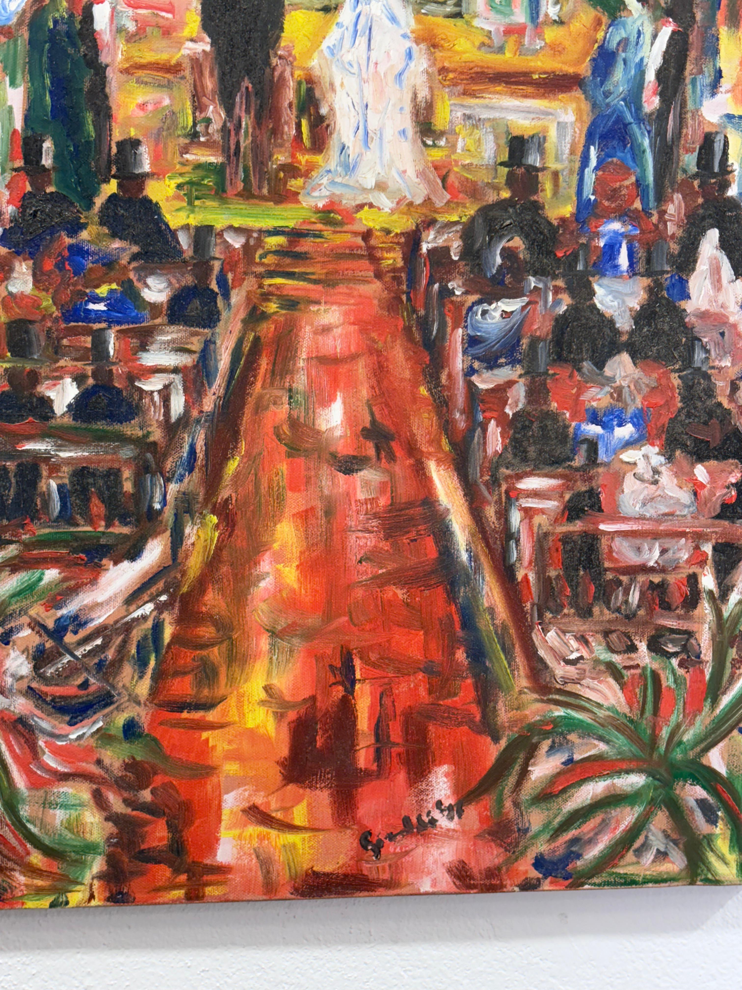 Oil Canvas Depicting a Wedding 1960's In Good Condition In Taranto, IT