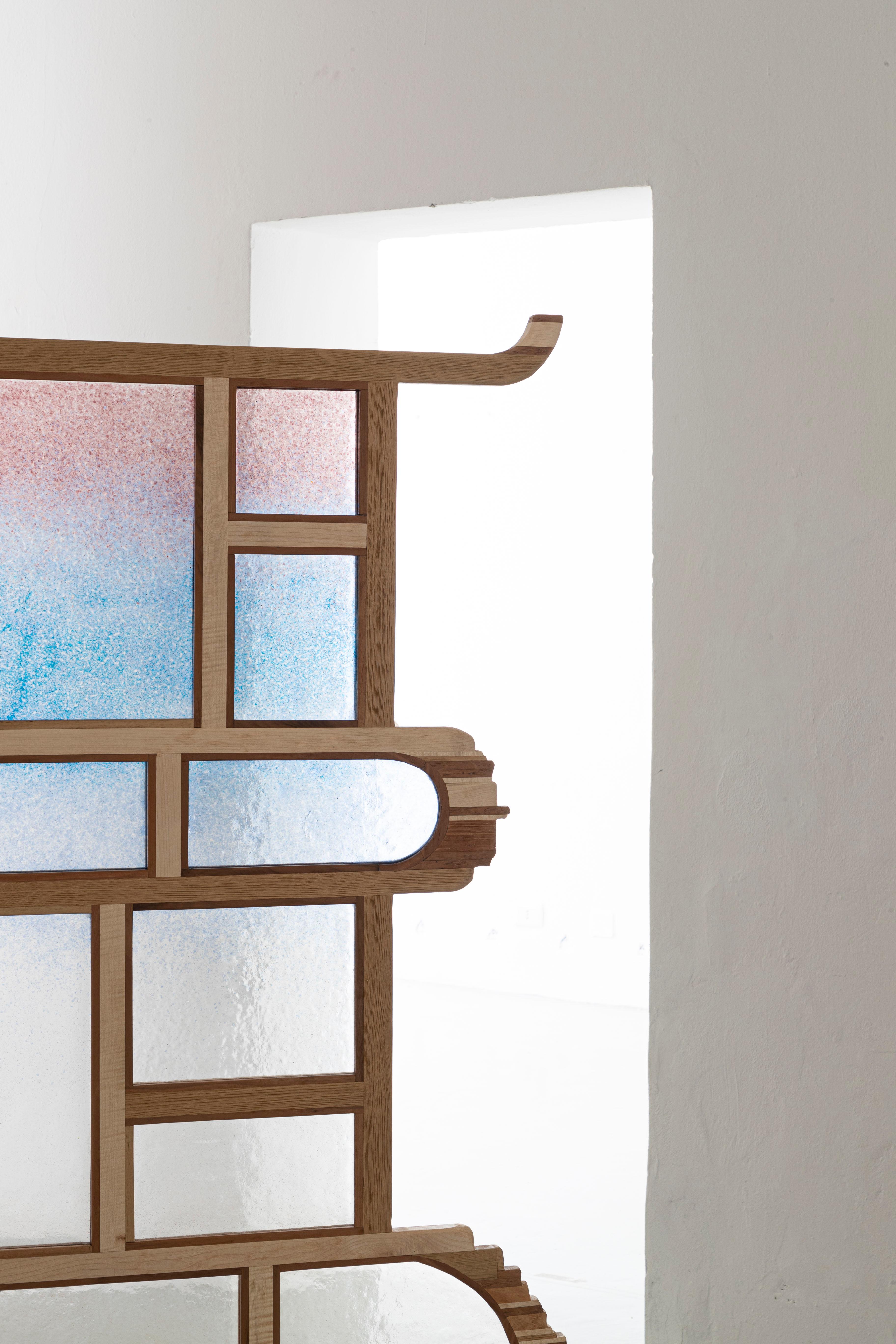 Handcrafted Screen in Wood and Murano Glass by Andrea Zambelli In New Condition For Sale In Milan, IT