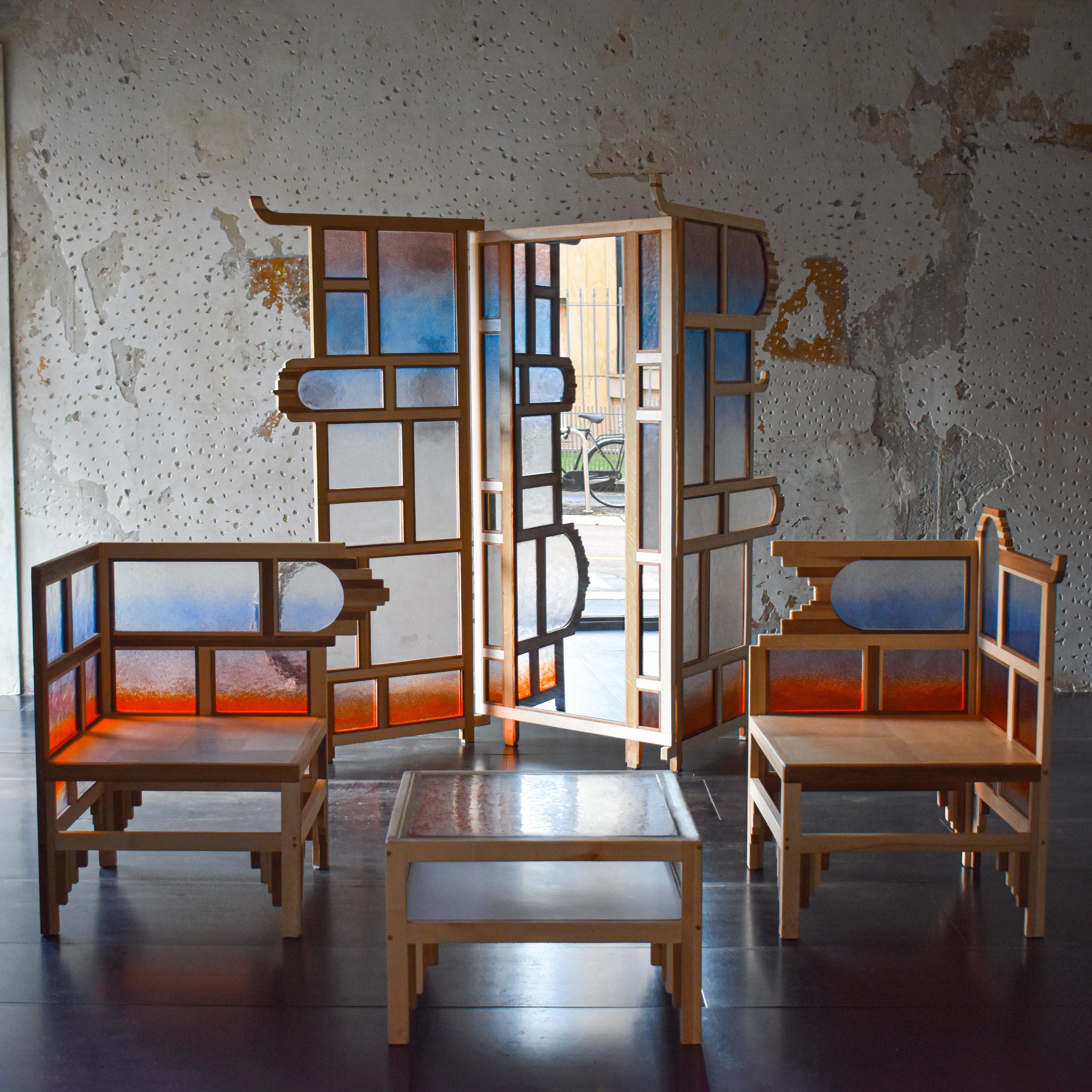Handcrafted Screen in Wood and Murano Glass by Andrea Zambelli For Sale 5