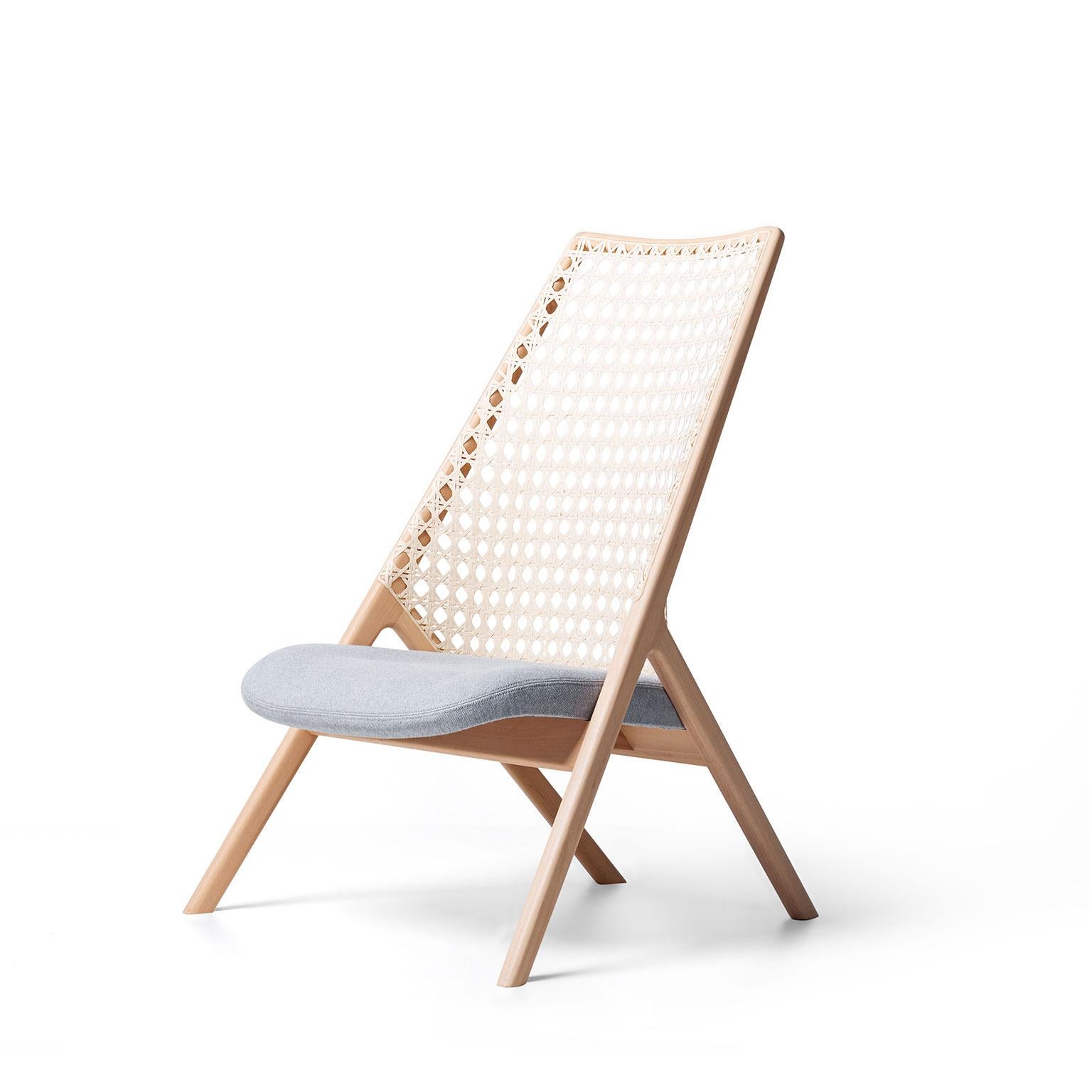 Hand-Woven Tela Lounge Chair in Recycled Cotton, by Wentz, Brazilian Contemporary Design For Sale