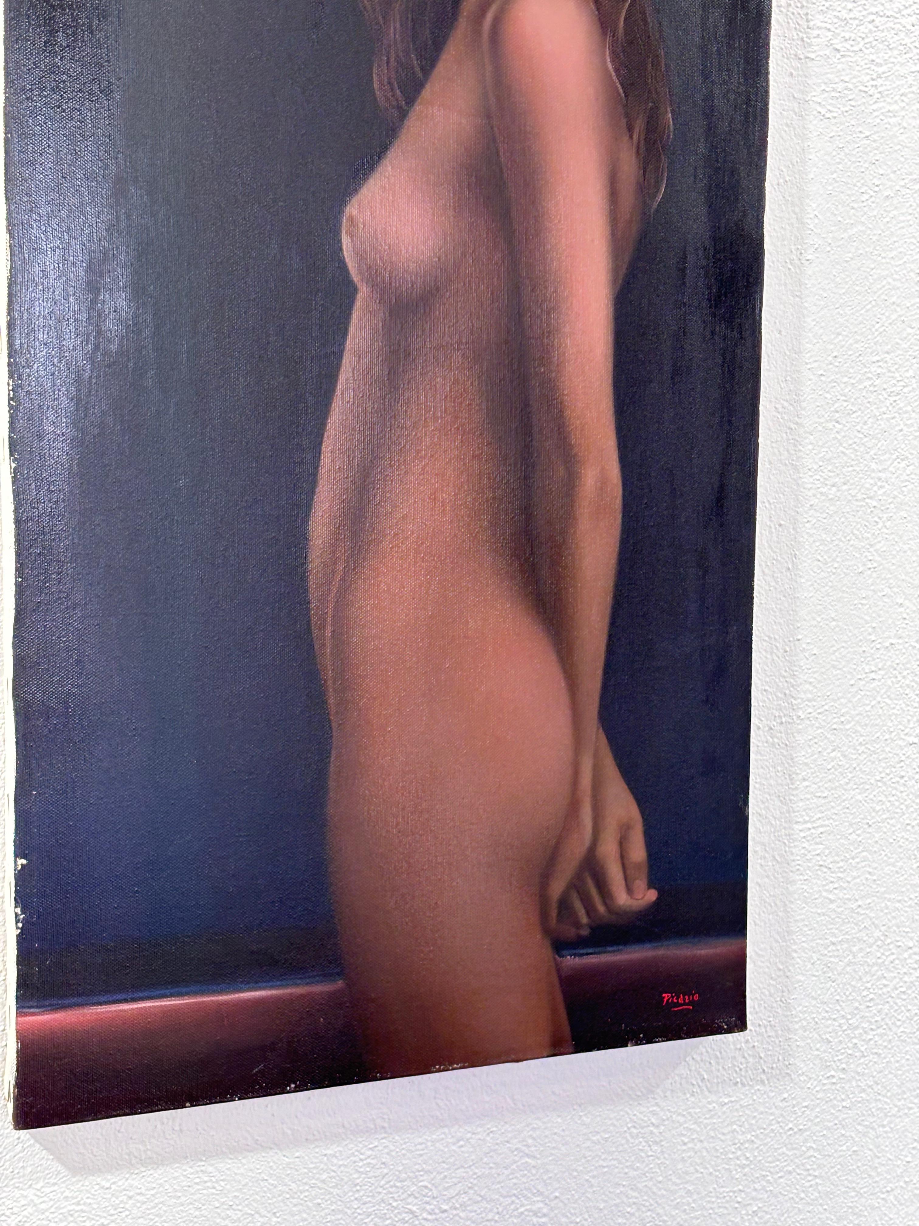 Italian Pasquale Picazio Canvas Nude of Young Girl 1970's For Sale