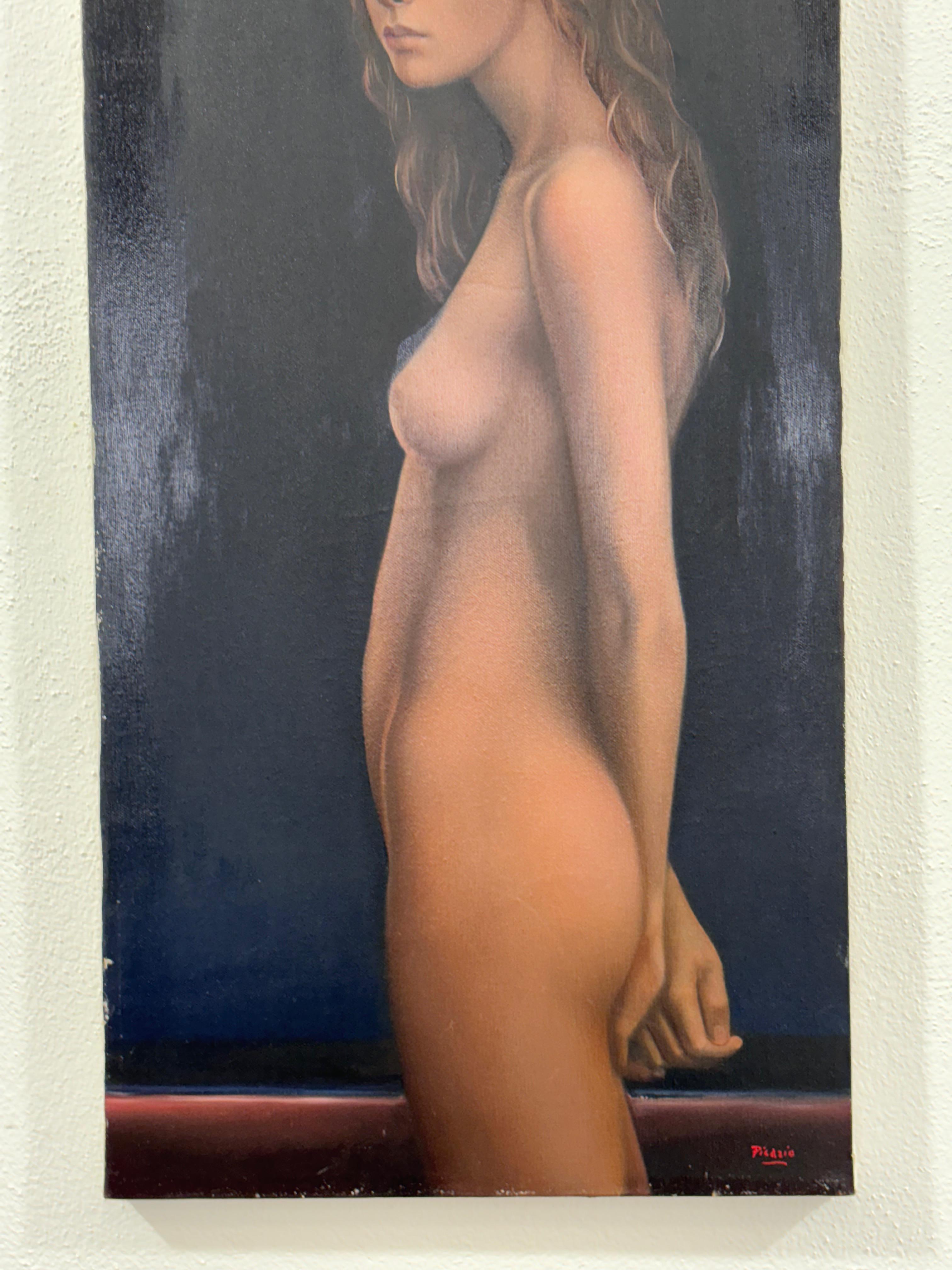 Late 20th Century Pasquale Picazio Canvas Nude of Young Girl 1970's For Sale