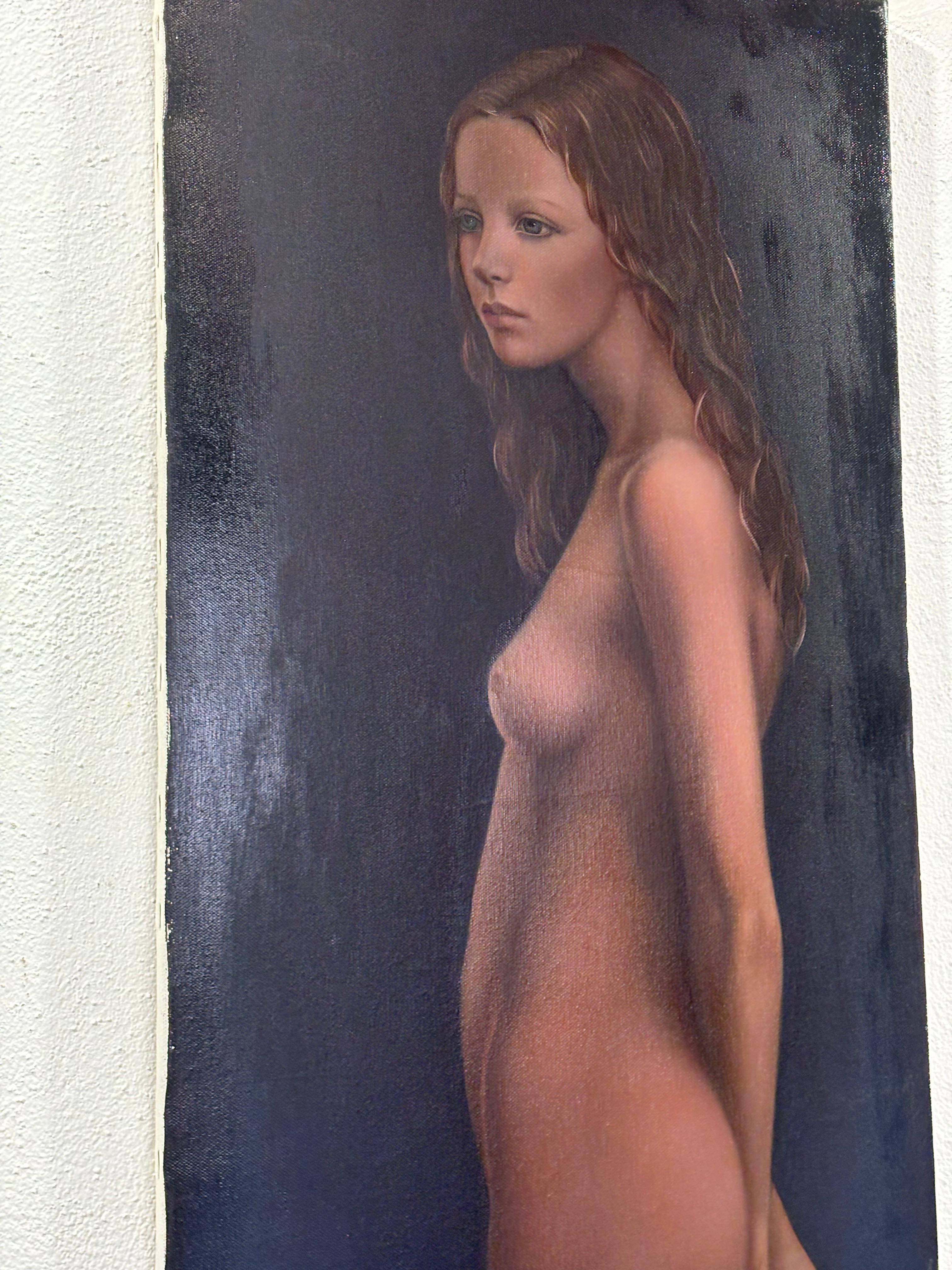 Pasquale Picazio Canvas Nude of Young Girl 1970's For Sale 2