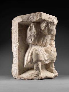 Romanesque Telamon - Northern Italy, late 12th (Reemployed Roman marble)