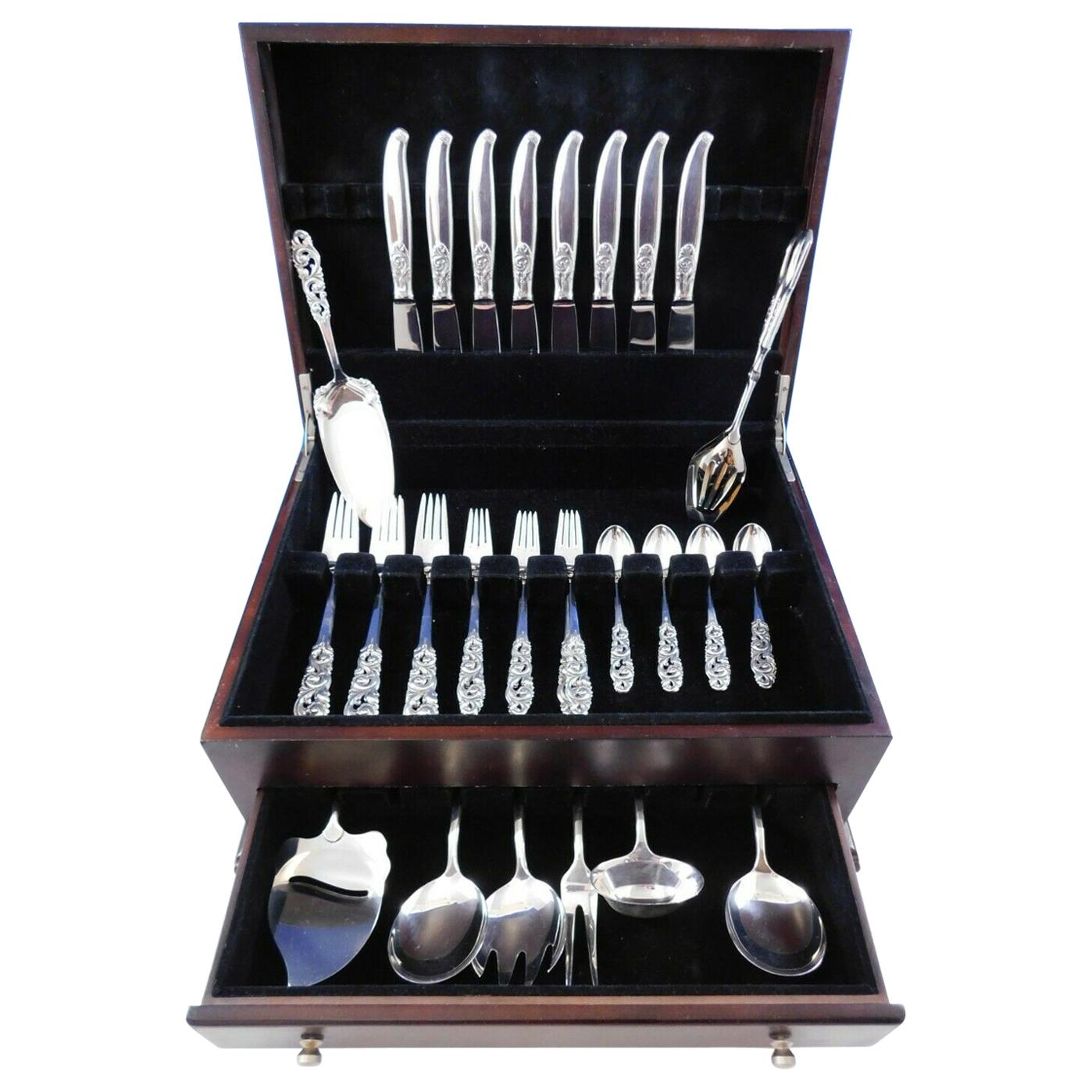 Tele by Mylius Brodrene Silver Flatware Set Service 40 Pieces Norwegian Pierced