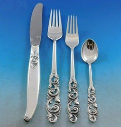 Tele by Mylius Brodrene Silver Flatware Set Service 97 Pcs Norwegian Pierced