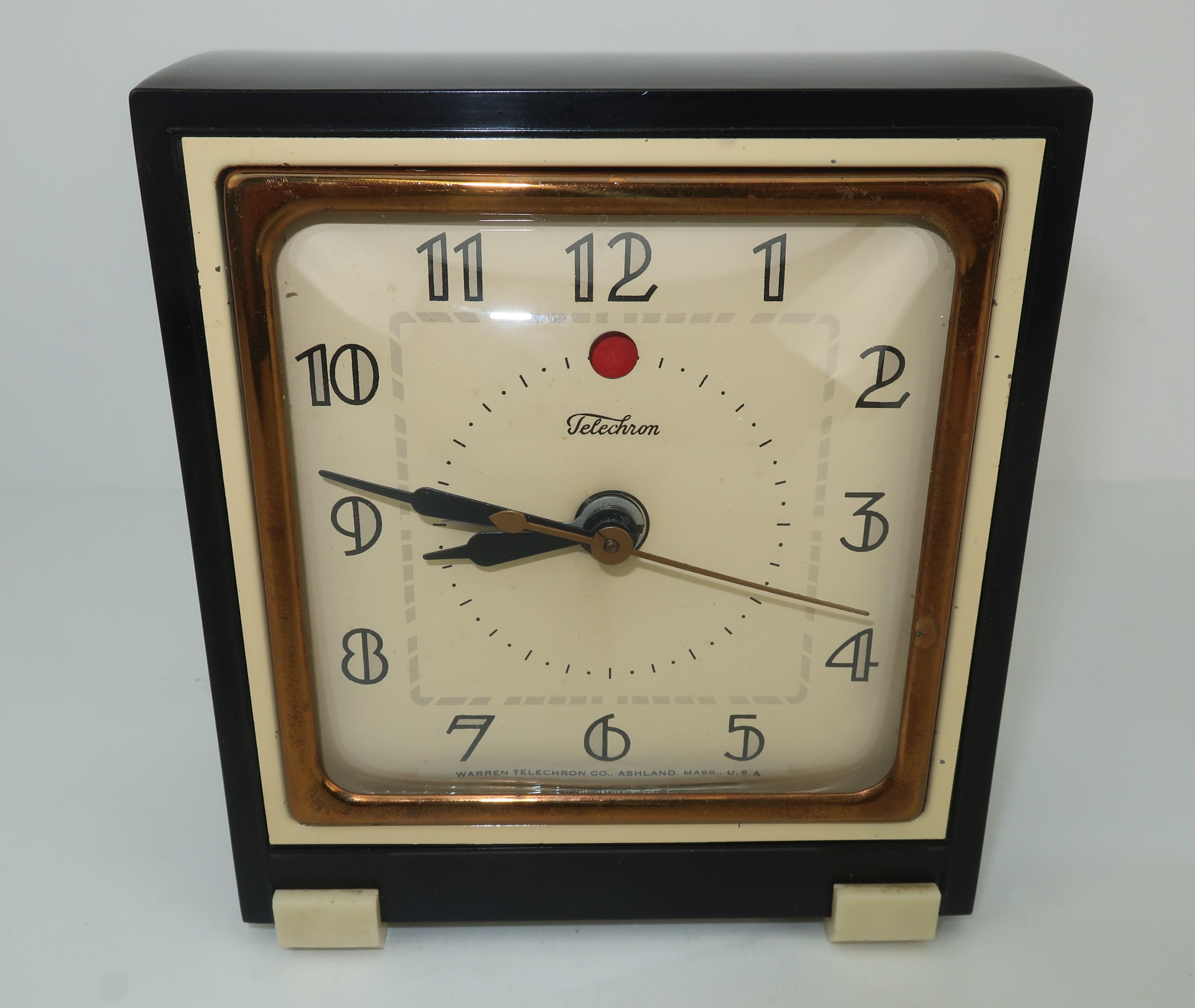 Telechron 1930's Art Deco Alarm Clock 3