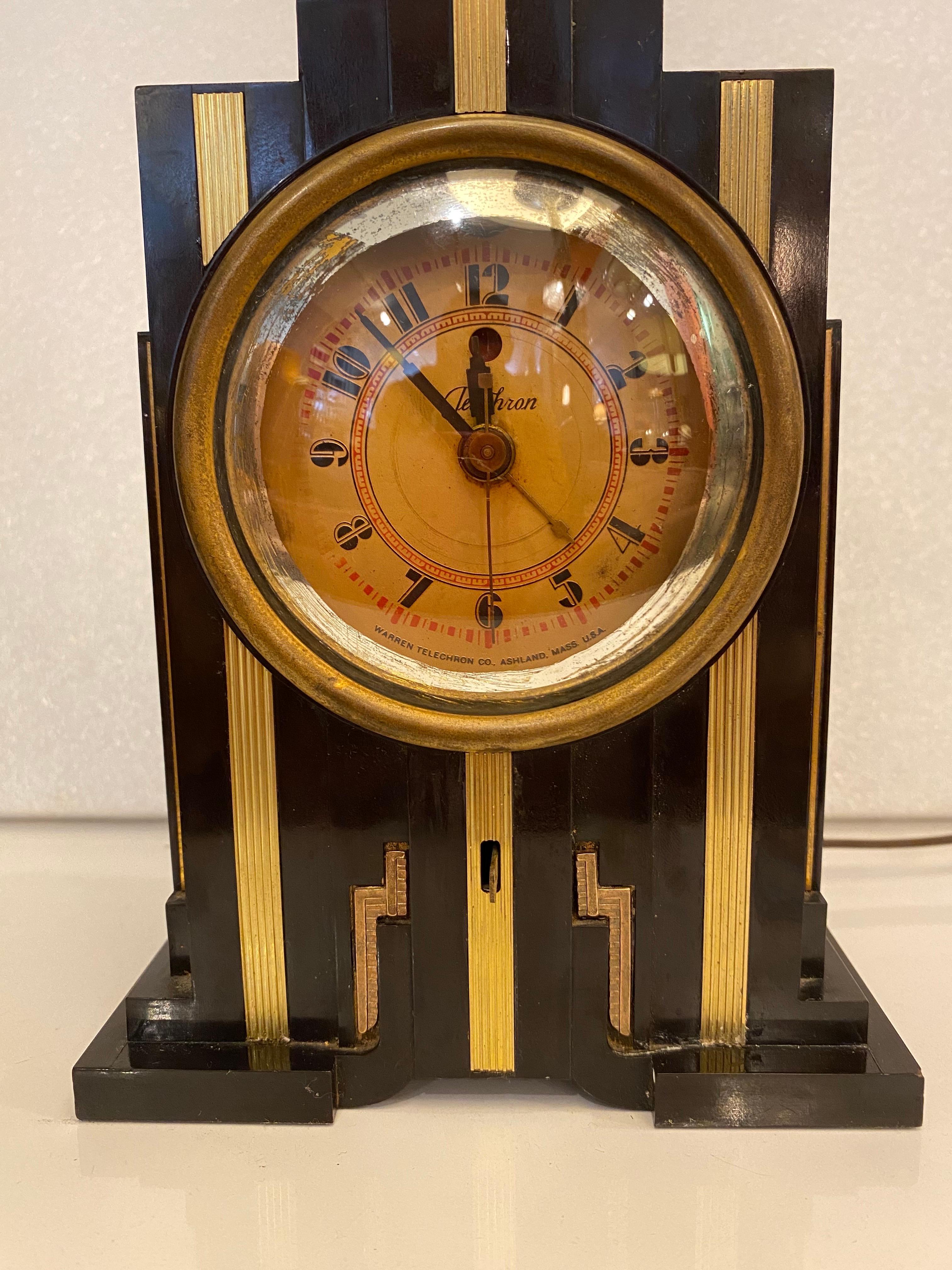 Art Deco Telechron Skyscraper Bakelite Clock For Sale