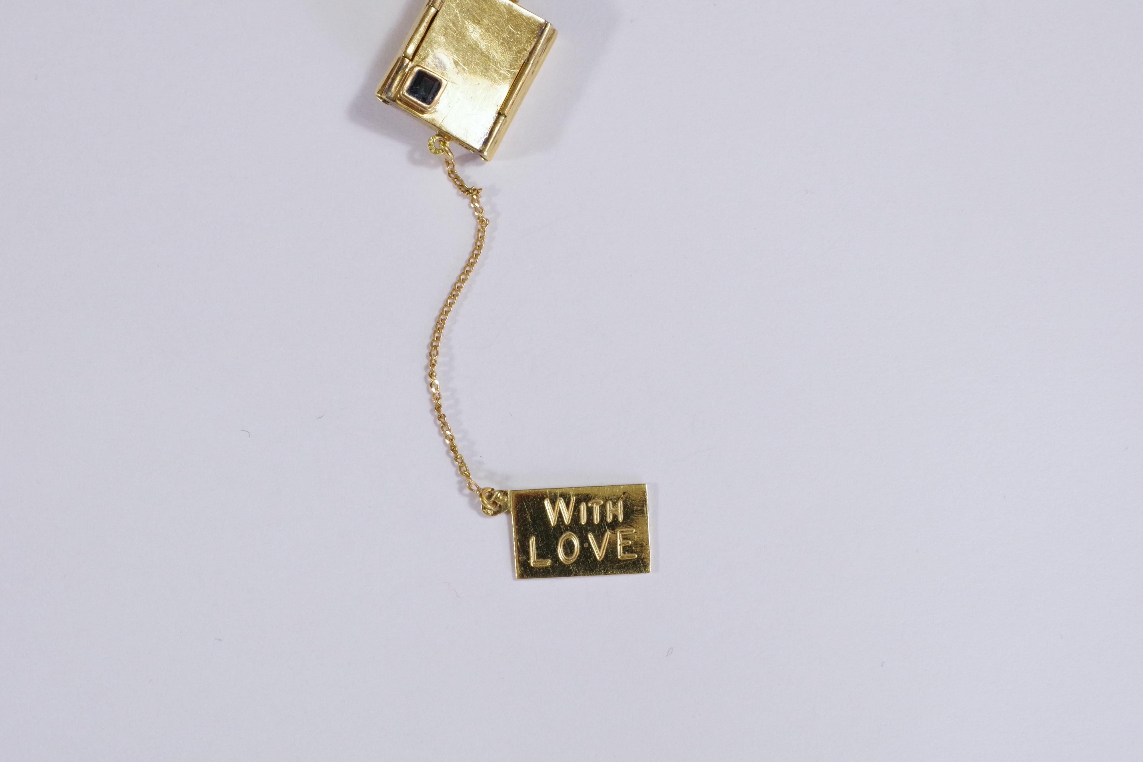 Telegram love letter pendant, Retro secret charm with love 18k gold,  4