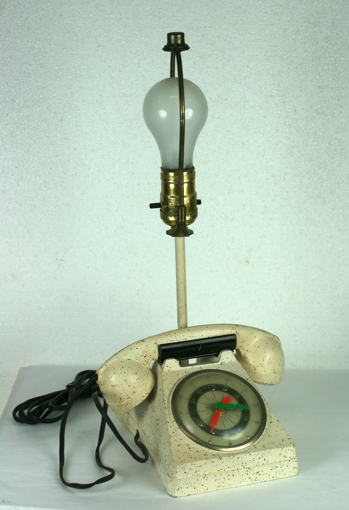 American Telephone Clock Table Lamp