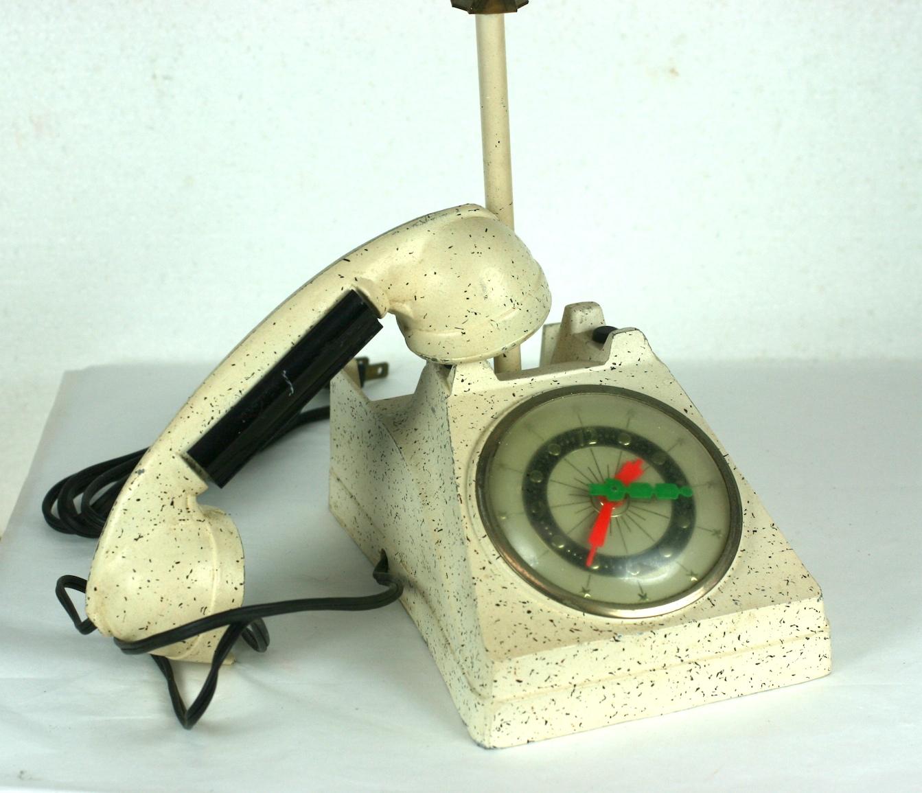 Telephone Clock Table Lamp In Good Condition In Riverdale, NY