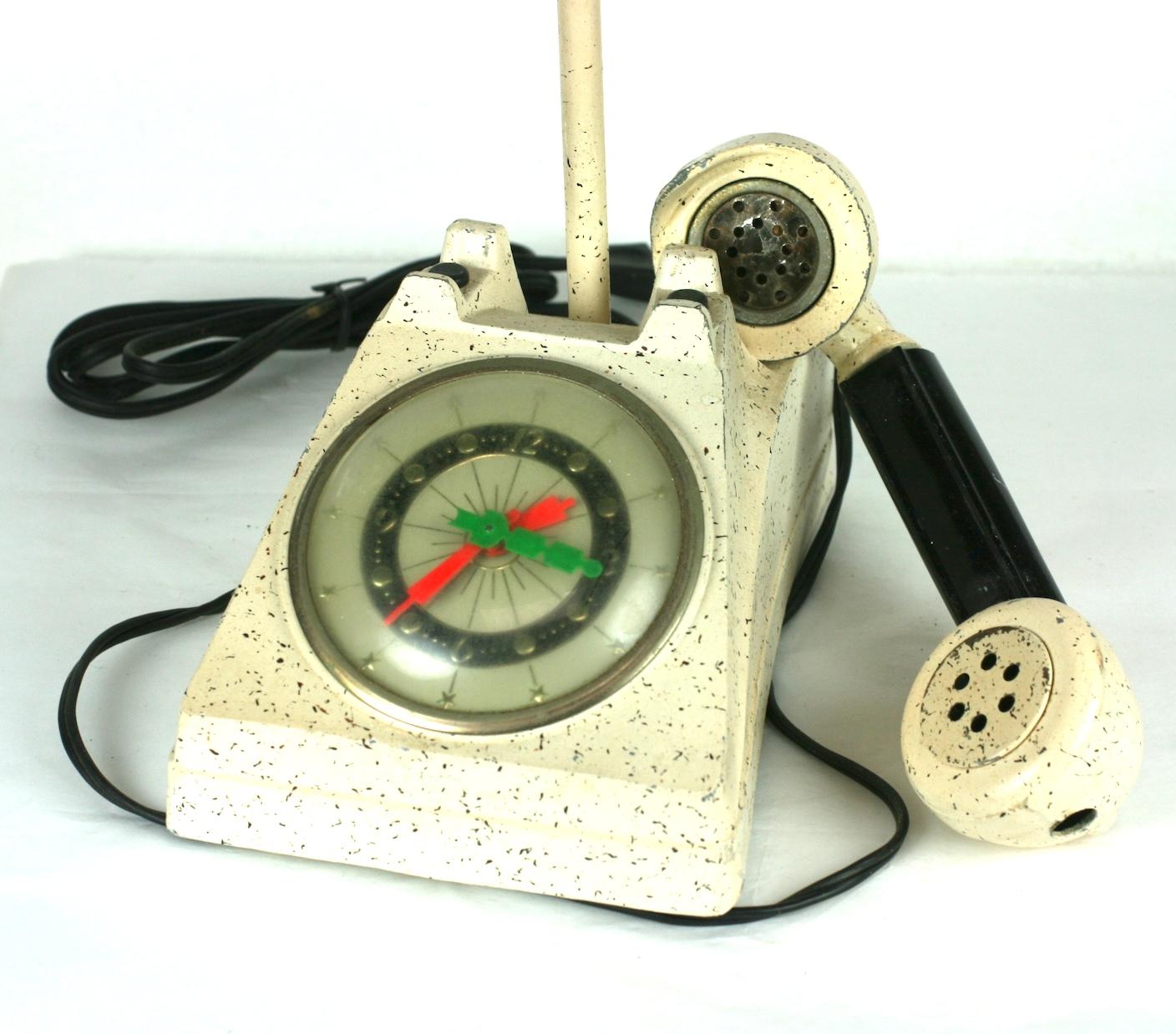 Mid-20th Century Telephone Clock Table Lamp