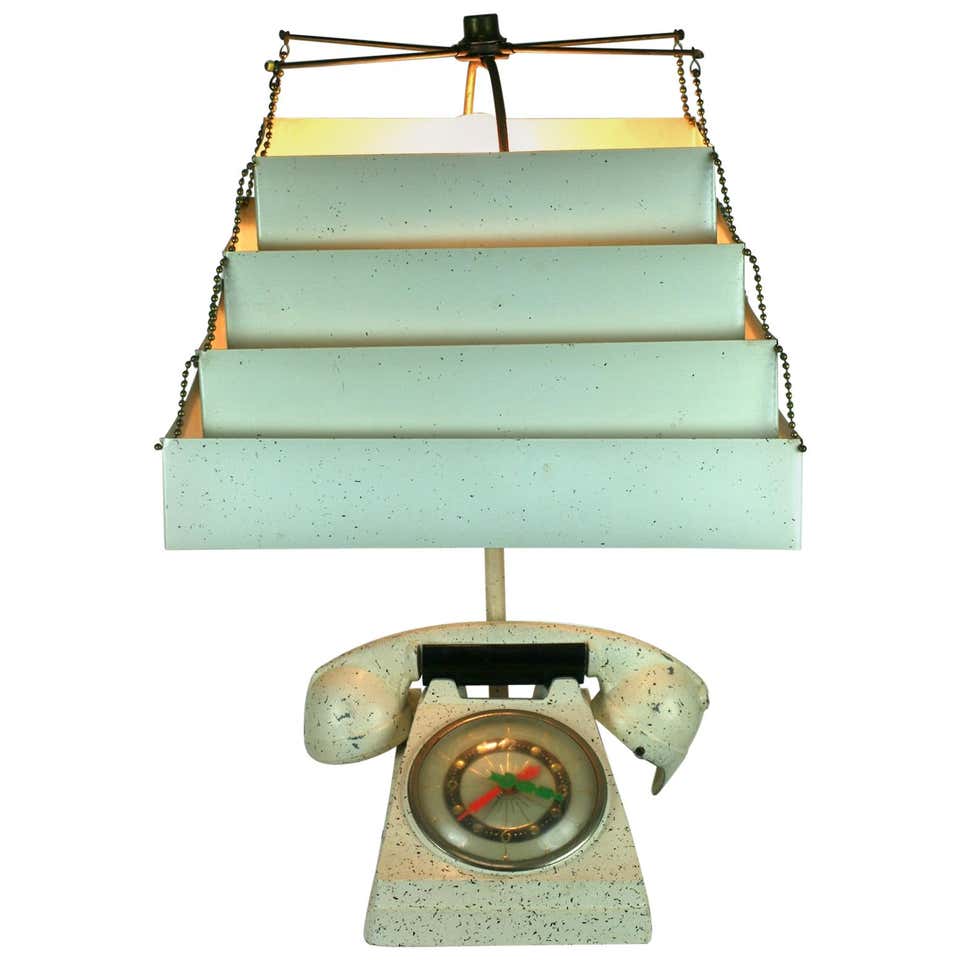 Pair of Art Deco Table Lamps / Clocks by Mofem at 1stDibs