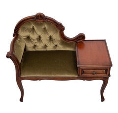 Telephone Sofa Green Velvet Queen Anne style 1960s