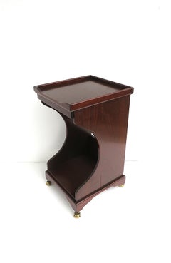 Telephone Table Mahogany Wood Leather, Two Avail.