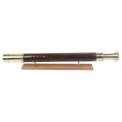 19th century Antique Telescope of Chromed Brass with Leather-Covered Handle,
