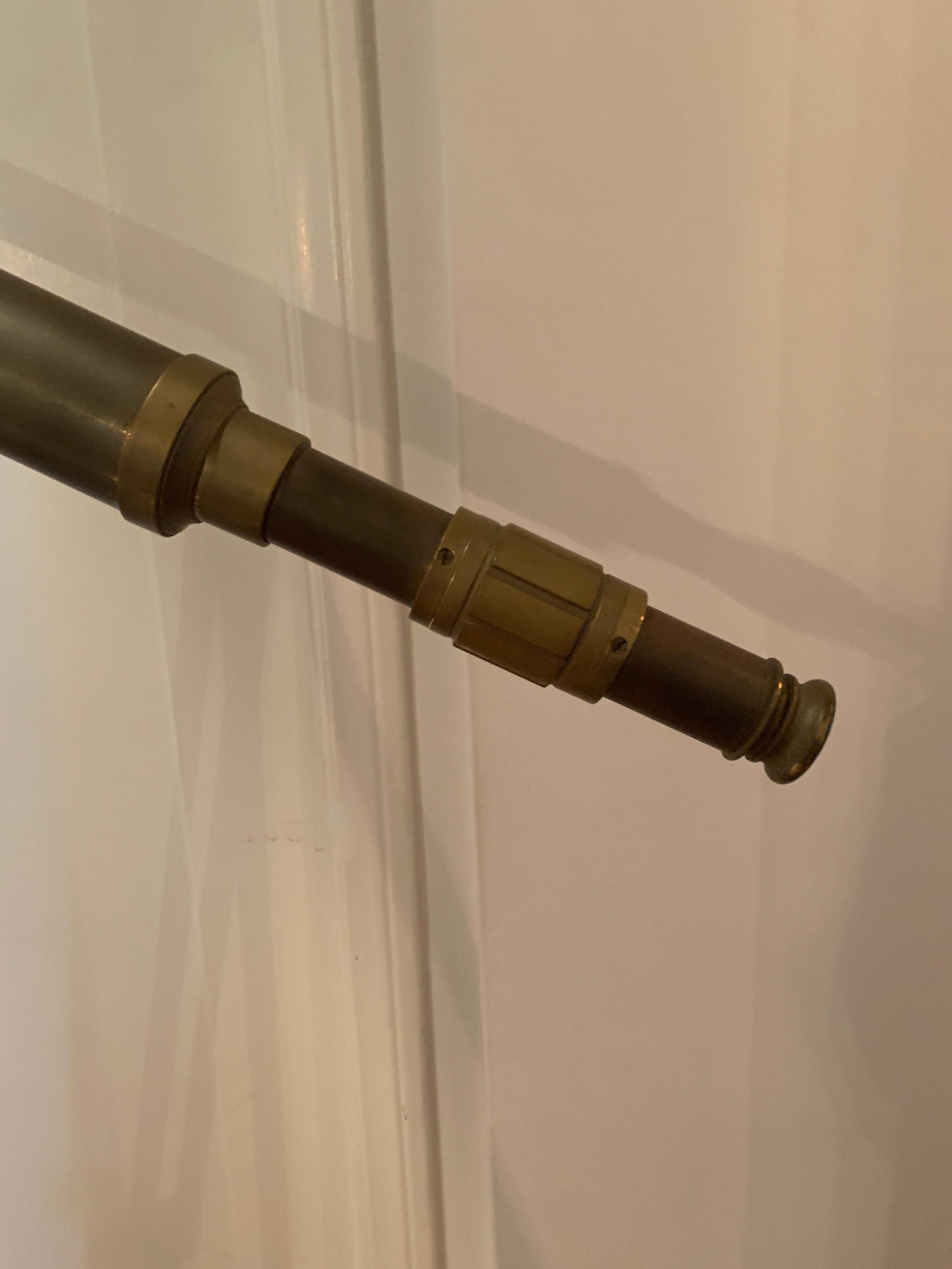 20th Century Telescope with Adjustable Wooden Legs and Patinated Brass Hardware For Sale