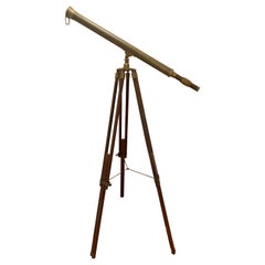 Telescope with Adjustable Wooden Legs and Patinated Brass Hardware