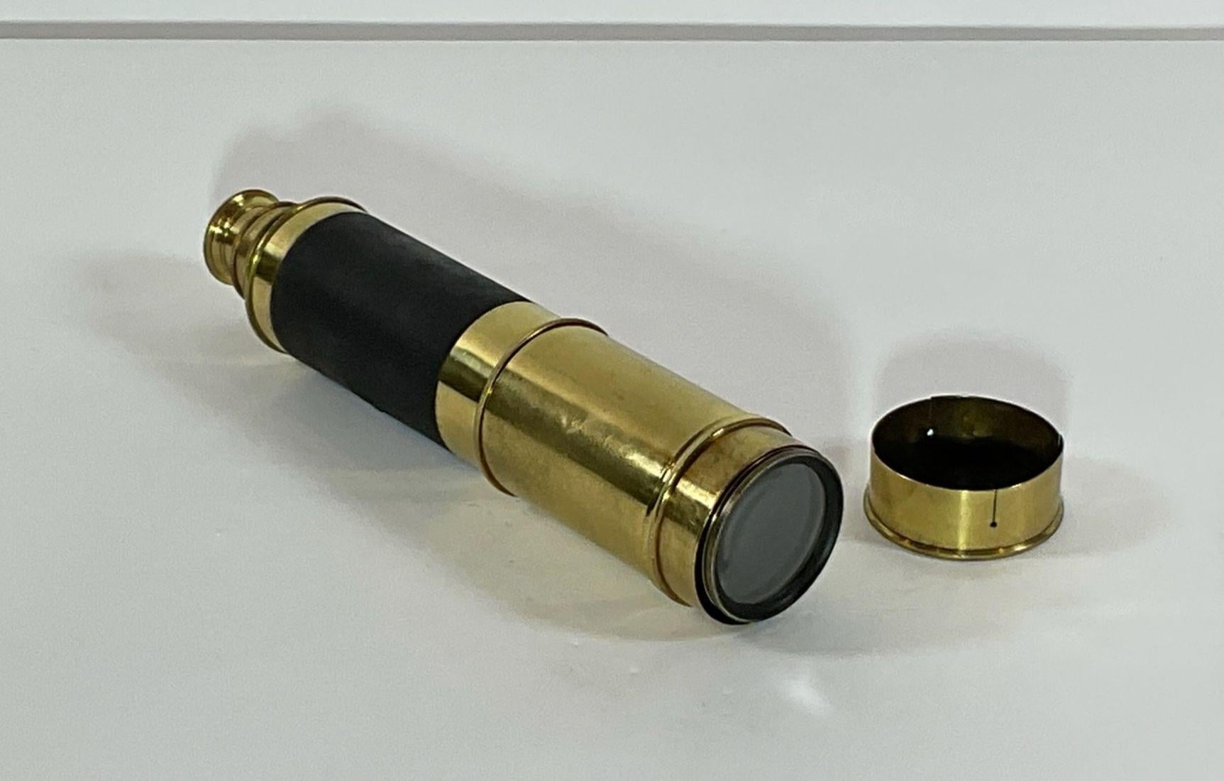 Brass Telescope with Four Draws and Leather Cover