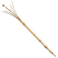 Telescopic Champagne Twizzle Stick with Cigar Piercer 9 Carat Yellow Gold