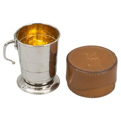 Telescopic Gilded Stirup Cup In Leather Case