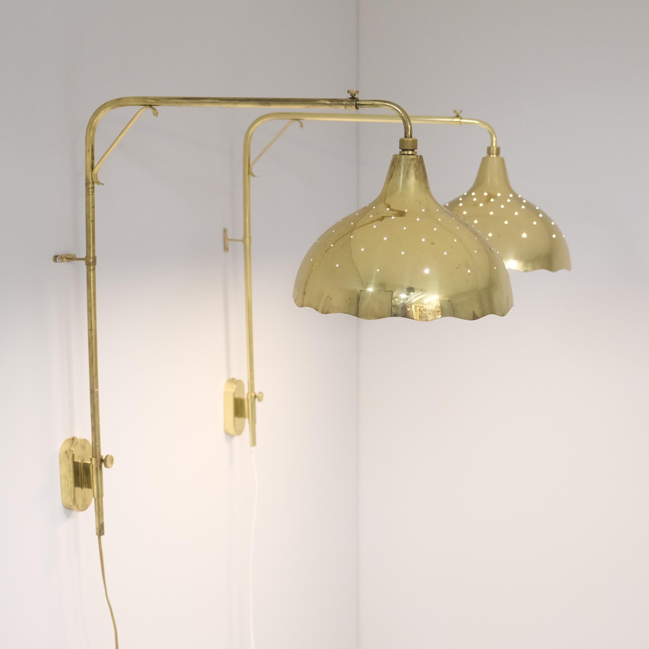 Lampe murale «ingerbread » télescopique Gunnel Nyman modèle 71026, laiton, Idman, 1950 en vente 8