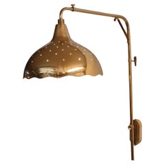 Telescopic Gunnel Nyman Wall Lamp Model 71026, Perforated Brass, Idman, 1950