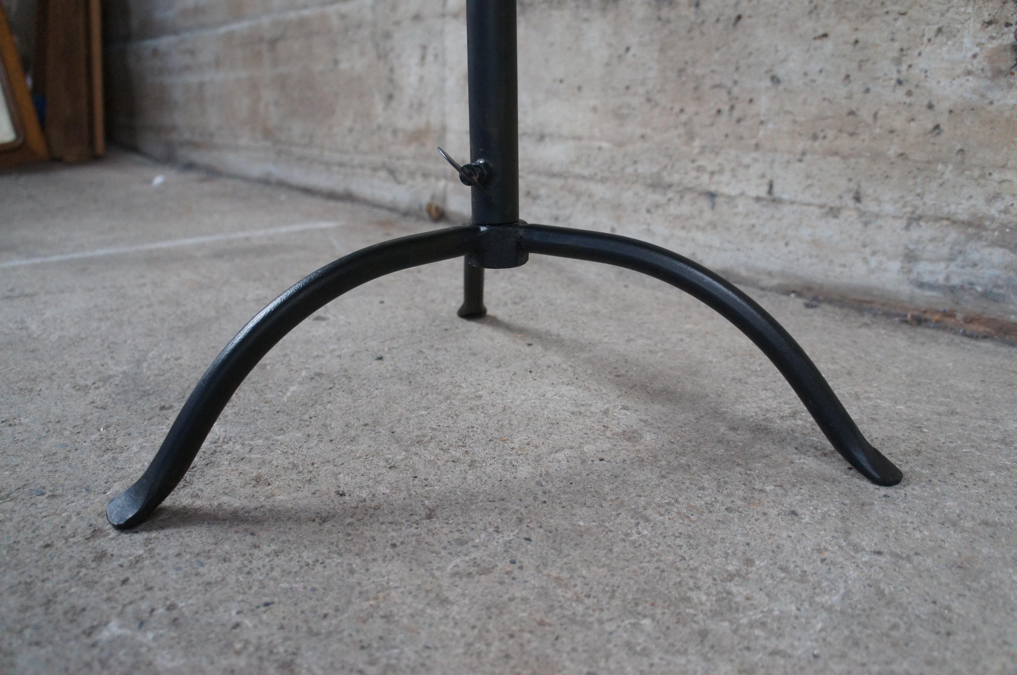 Telescopic Industrial Black Iron Sculpture Pedestal Table Extendable