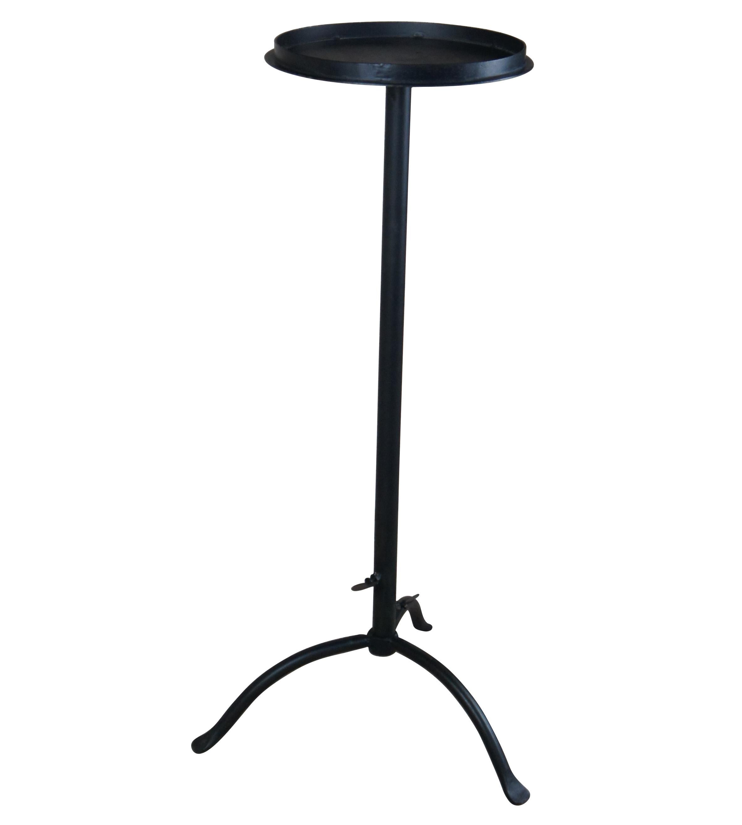 Telescopic Industrial Black Iron Sculpture Pedestal Table Extendable