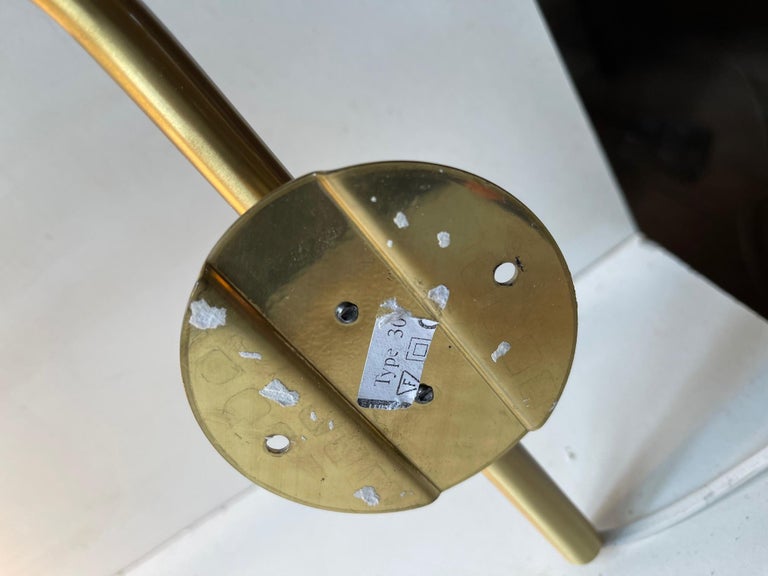 Telescopic Scandinavian Wall Lamp in Brass and Opaline Glass, 1980s For Sale 4