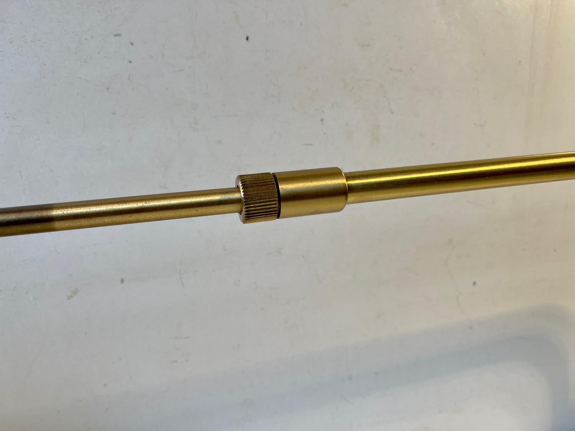 Telescopic Scandinavian Wall Lamp in Brass and Opaline Glass, 1980s In Good Condition In Esbjerg, DK
