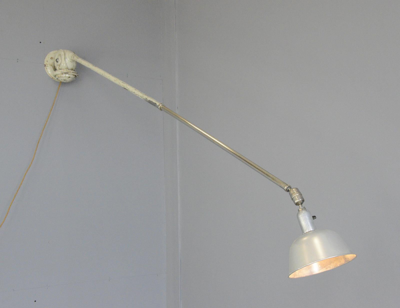 Telescopic Task Lamp by Johan Petter Johansson for Triplex, 1920s In Good Condition For Sale In Gloucester, GB