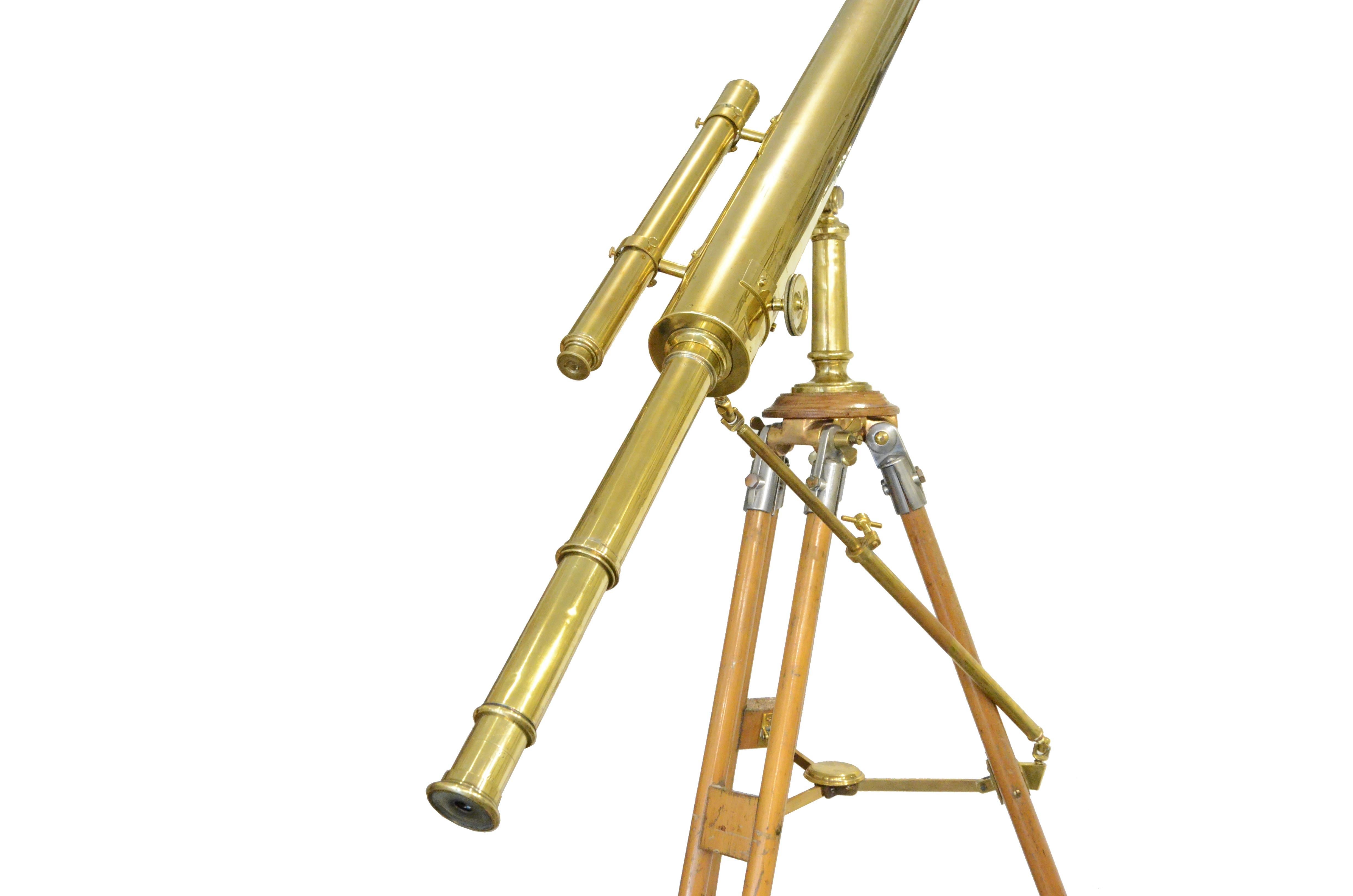 Brass floor astronomical telescope signed Edmund Wheeler London 1870 For Sale 12