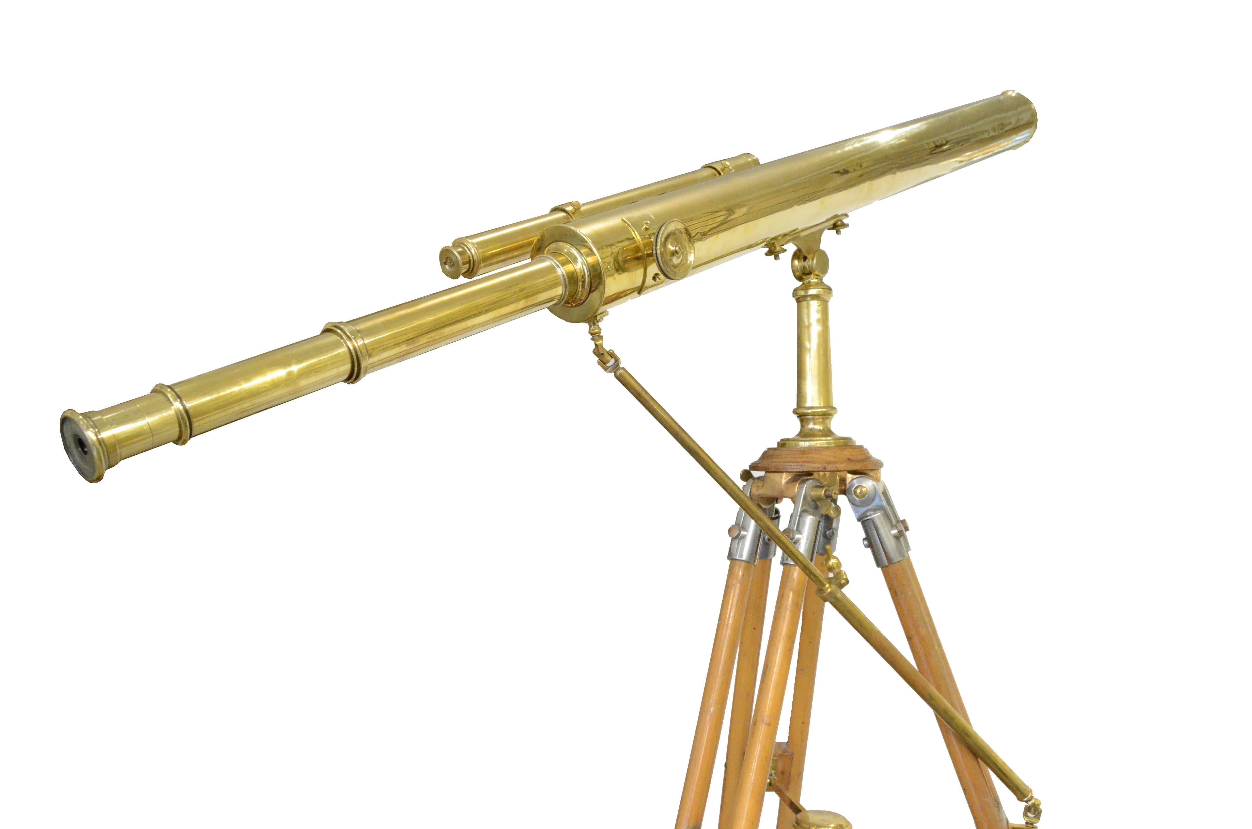 Brass floor astronomical telescope signed Edmund Wheeler London 1870 For Sale 13