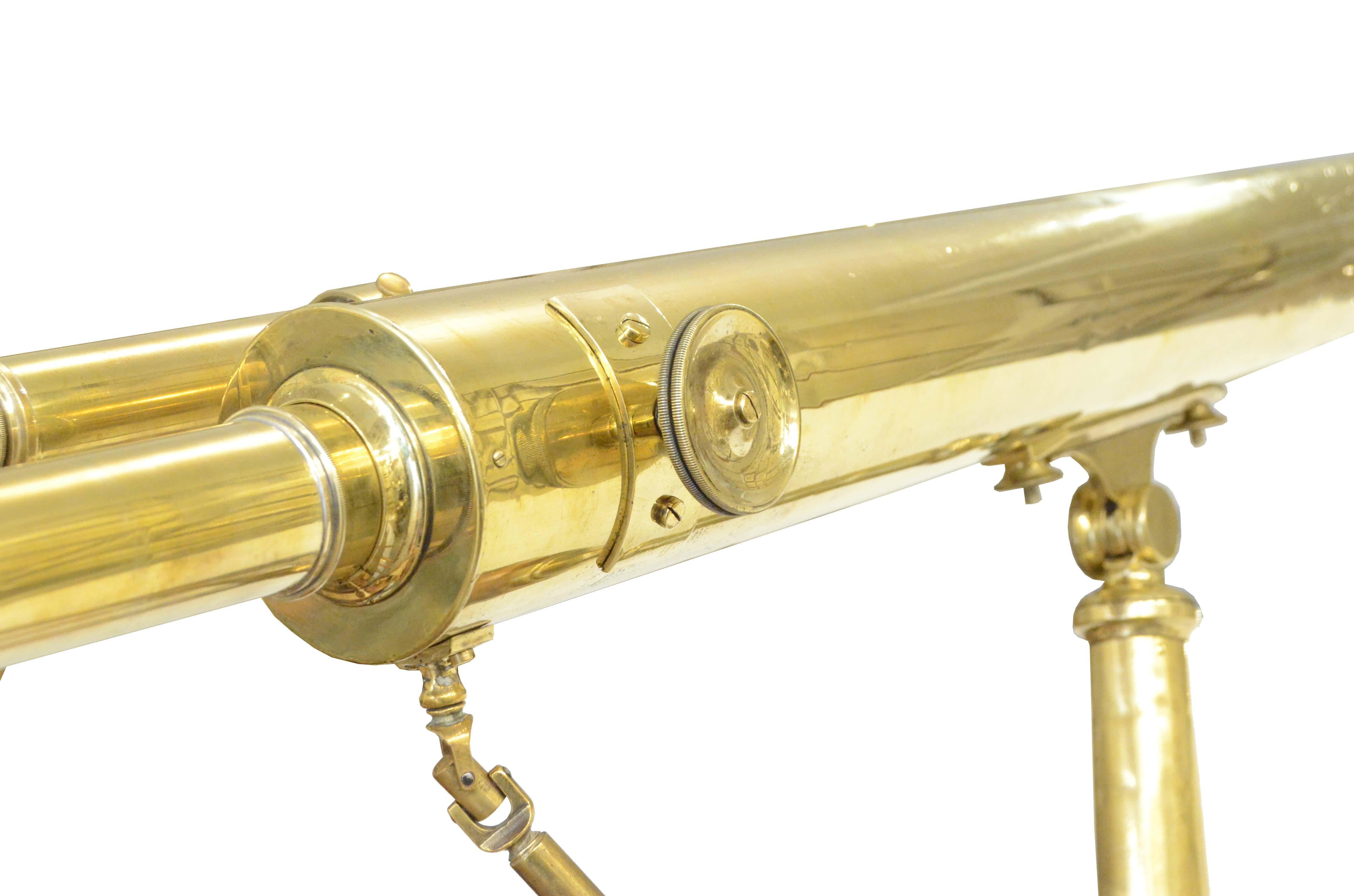 Brass floor astronomical telescope signed Edmund Wheeler London 1870 For Sale 1