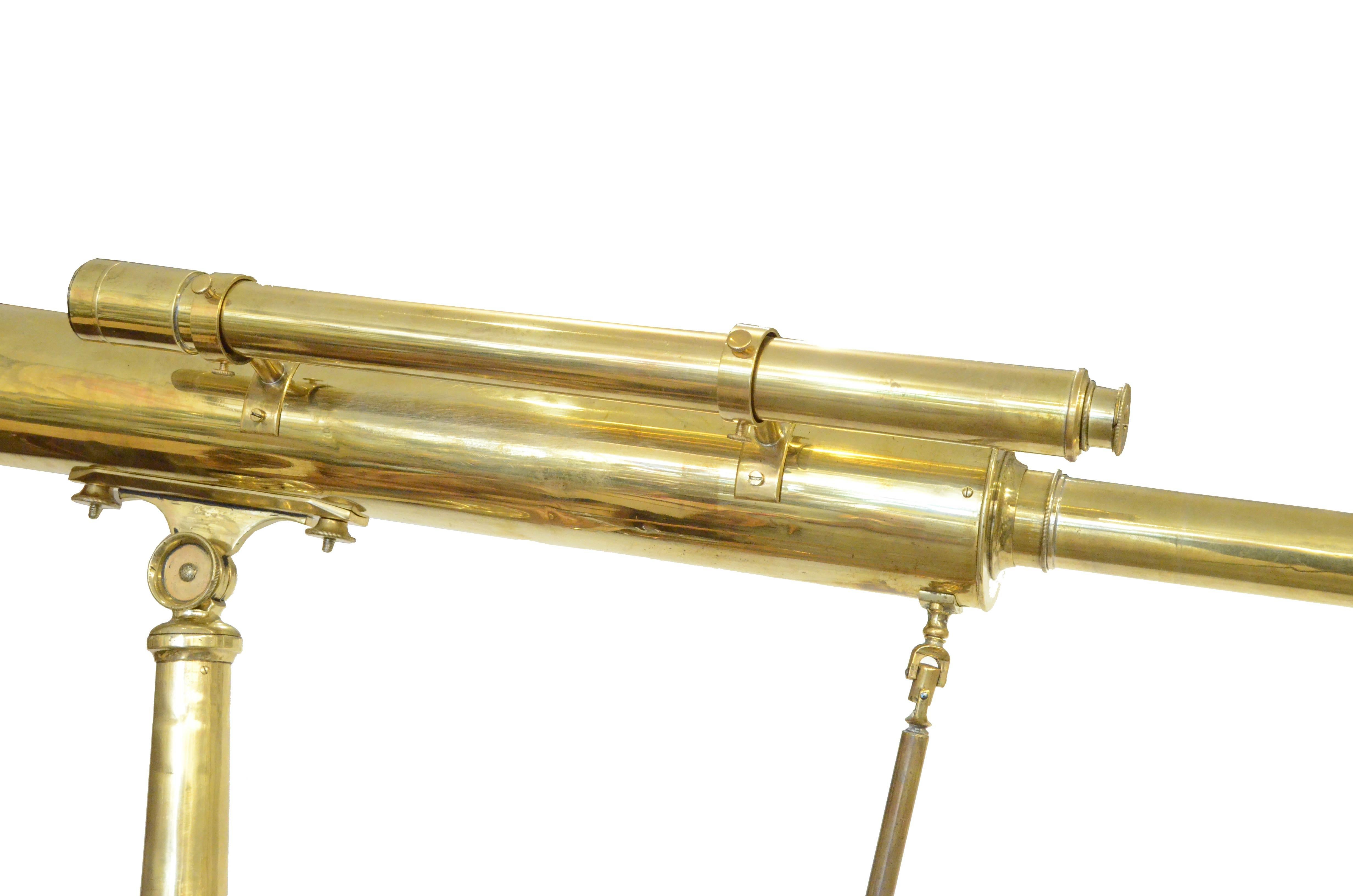 Brass floor astronomical telescope signed Edmund Wheeler London 1870 For Sale 3