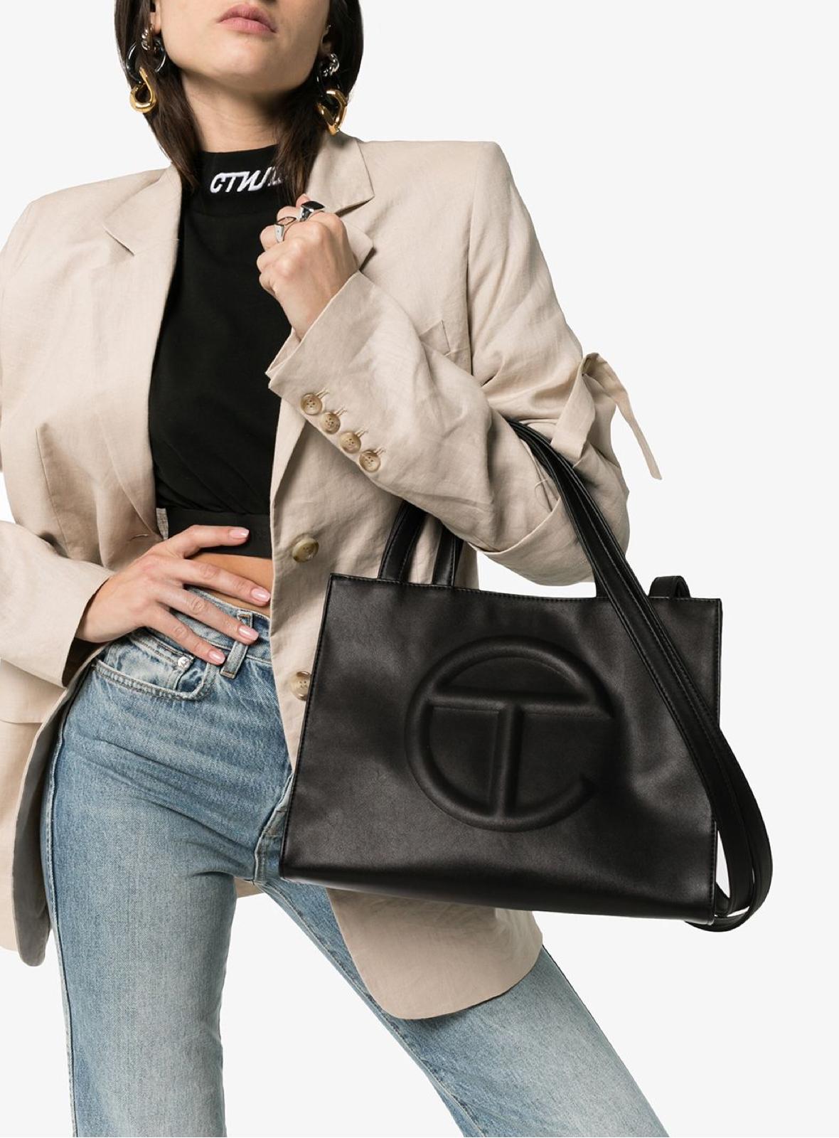 Telfar medium black shopping deals bag