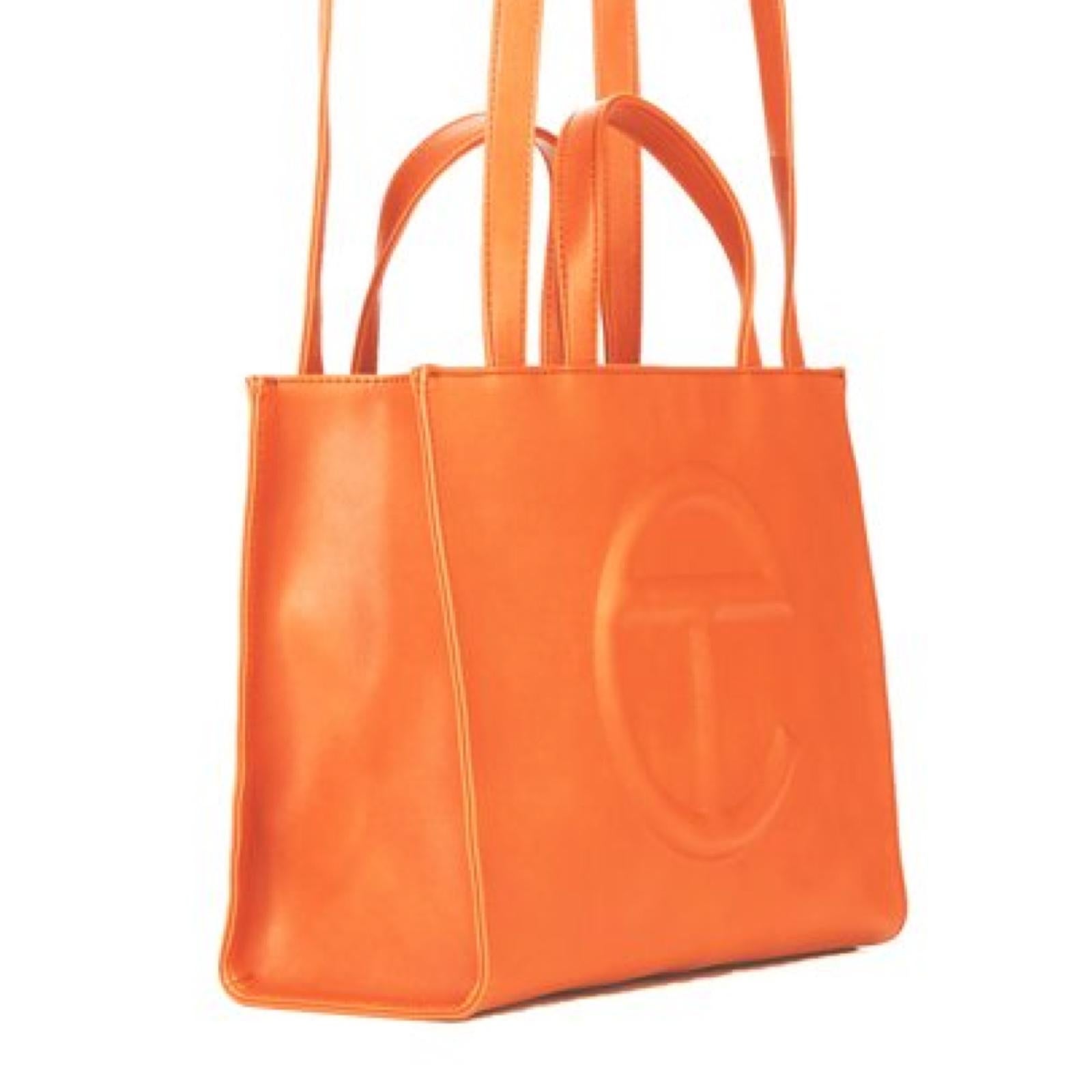 Telfar Medium Orange Shopping Bag at 1stDibs | orange telfar bag 