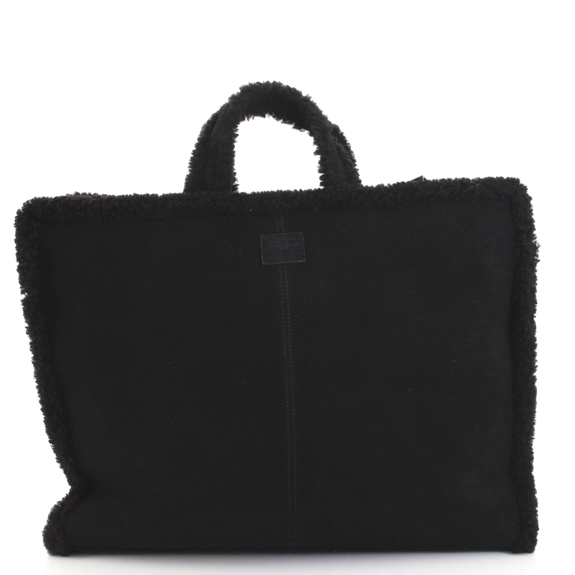 Black Telfar UGG Shopping Tote Suede with Shearling Large