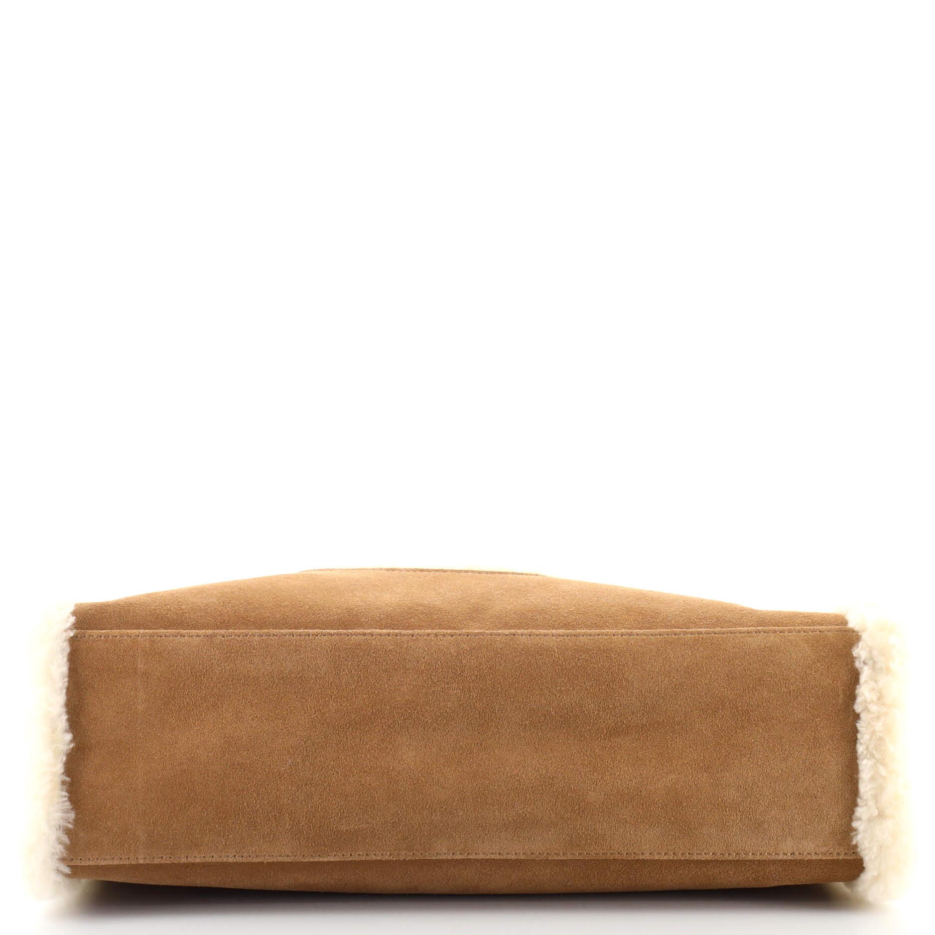 Telfar UGG Shopping Tote Suede with Shearling Medium In Good Condition In NY, NY