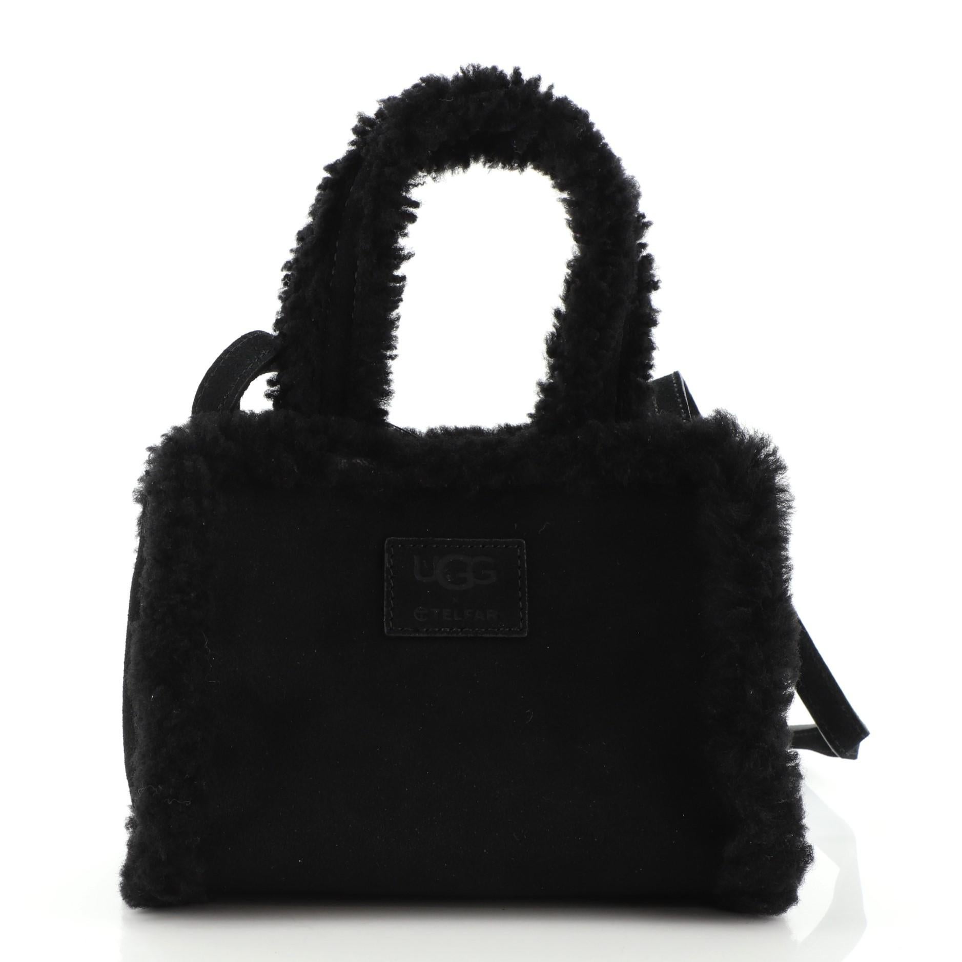Black Telfar UGG Shopping Tote Suede with Shearling Small