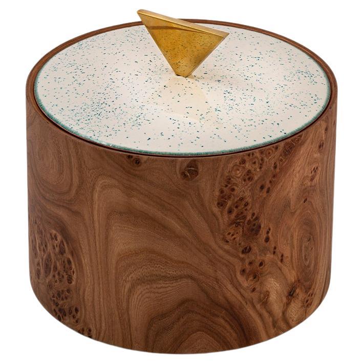 Telia, Jewellery Box in Elm Root Treated with Bergamot Oil and Foldable Stopper For Sale