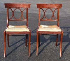 Silla Auxiliar Tapizada y de Caoba Estilo Duncan Phyfe, Pareja, Tell City Mid-Century